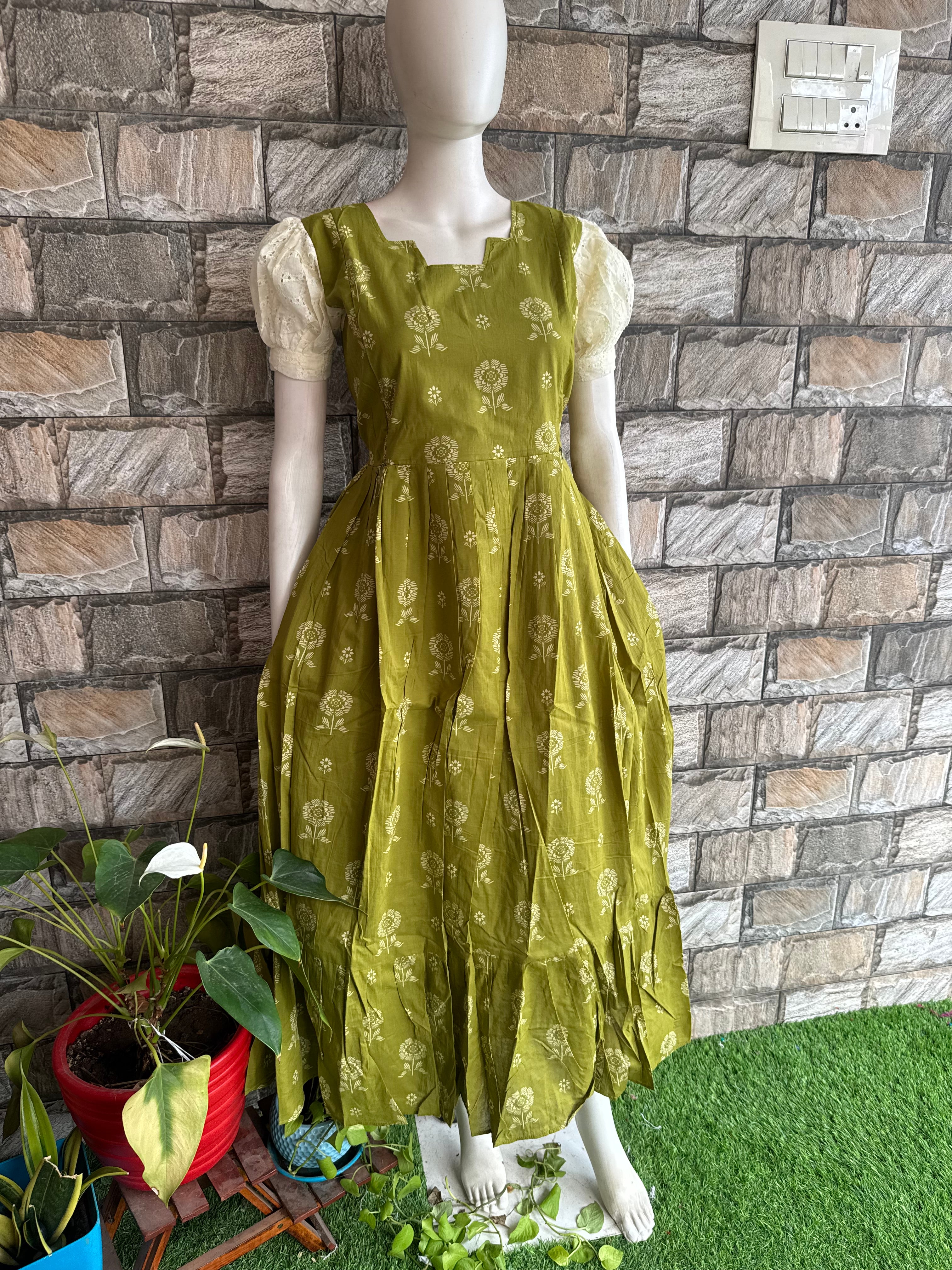 Parrot Green soft cotton Maternity maxi