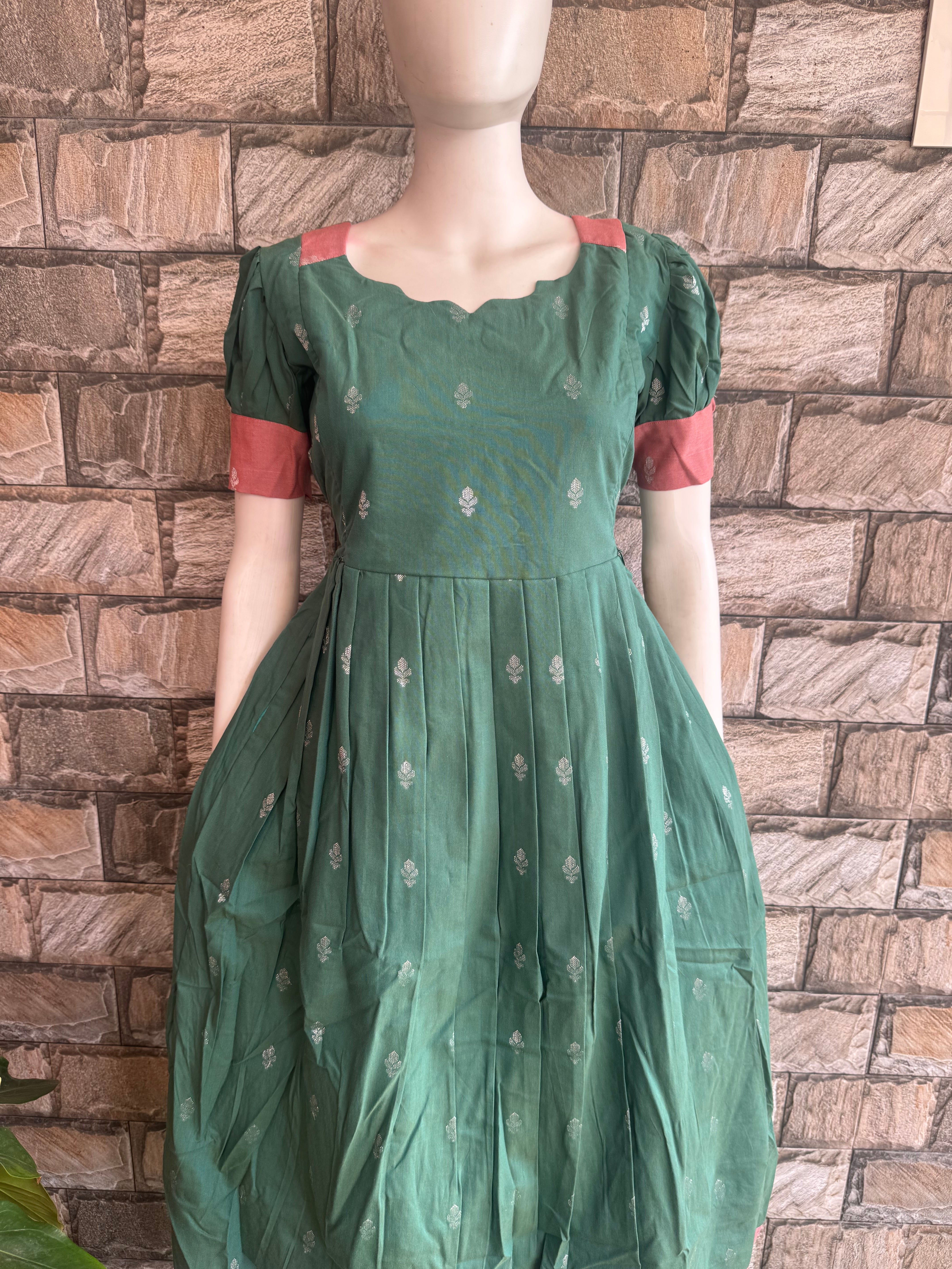 Festive wear Maternity silk handloom maxi English Green