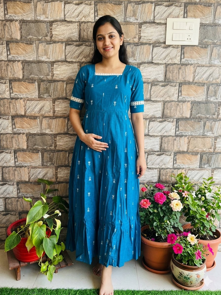 Diwali series Maternity raw silk maxi- without Dupatta