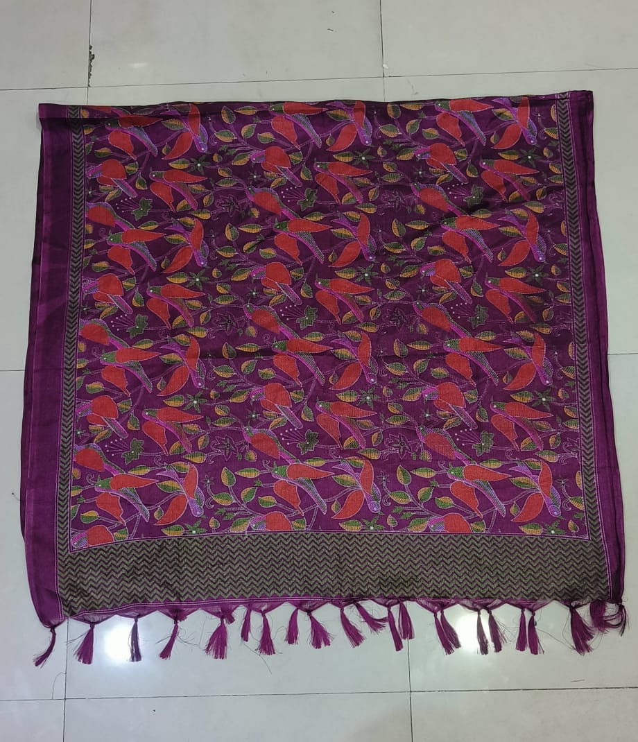 Dark pink poly khadhi dupatta
