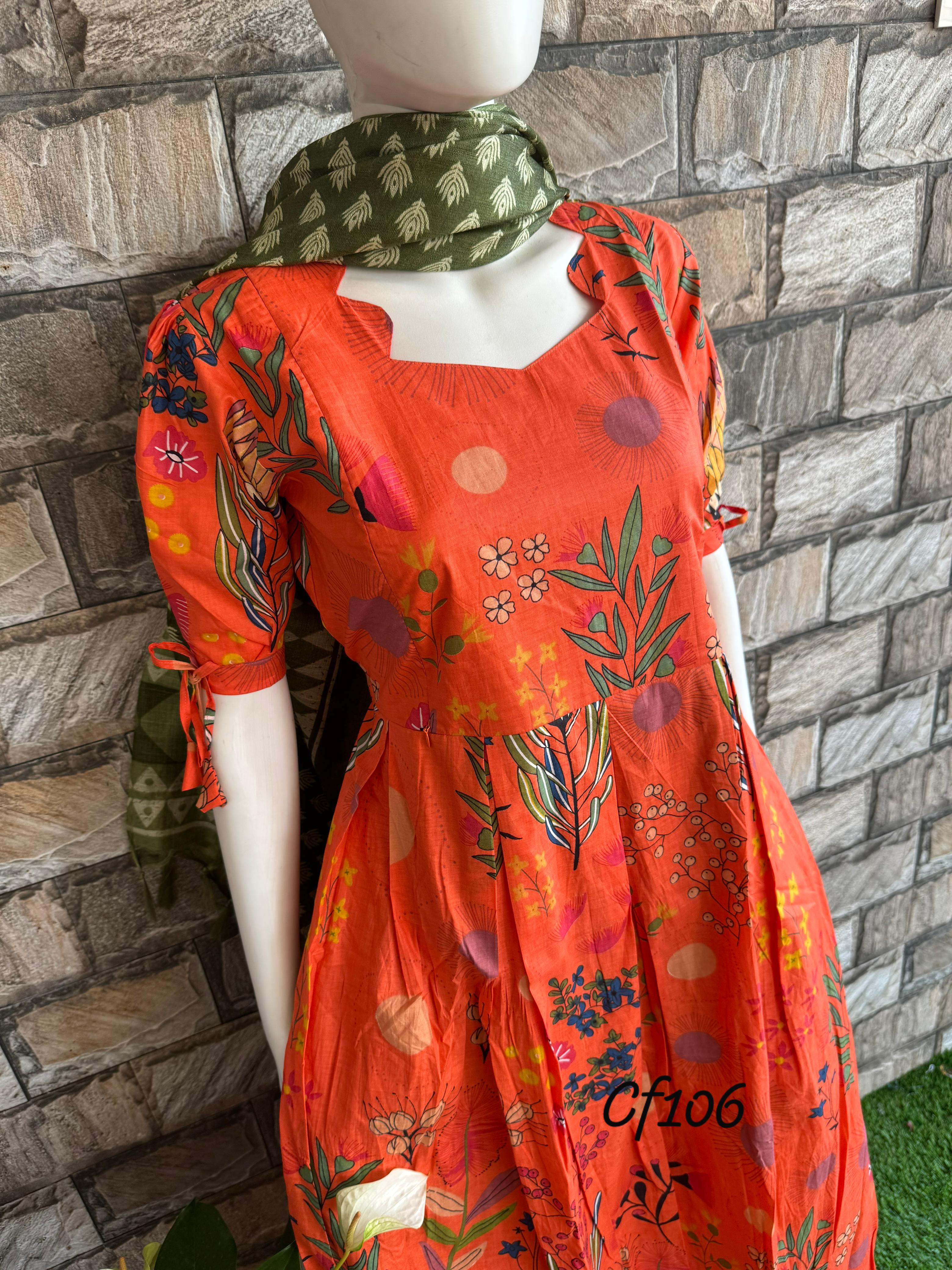 Orange mul cotton maxi CF106