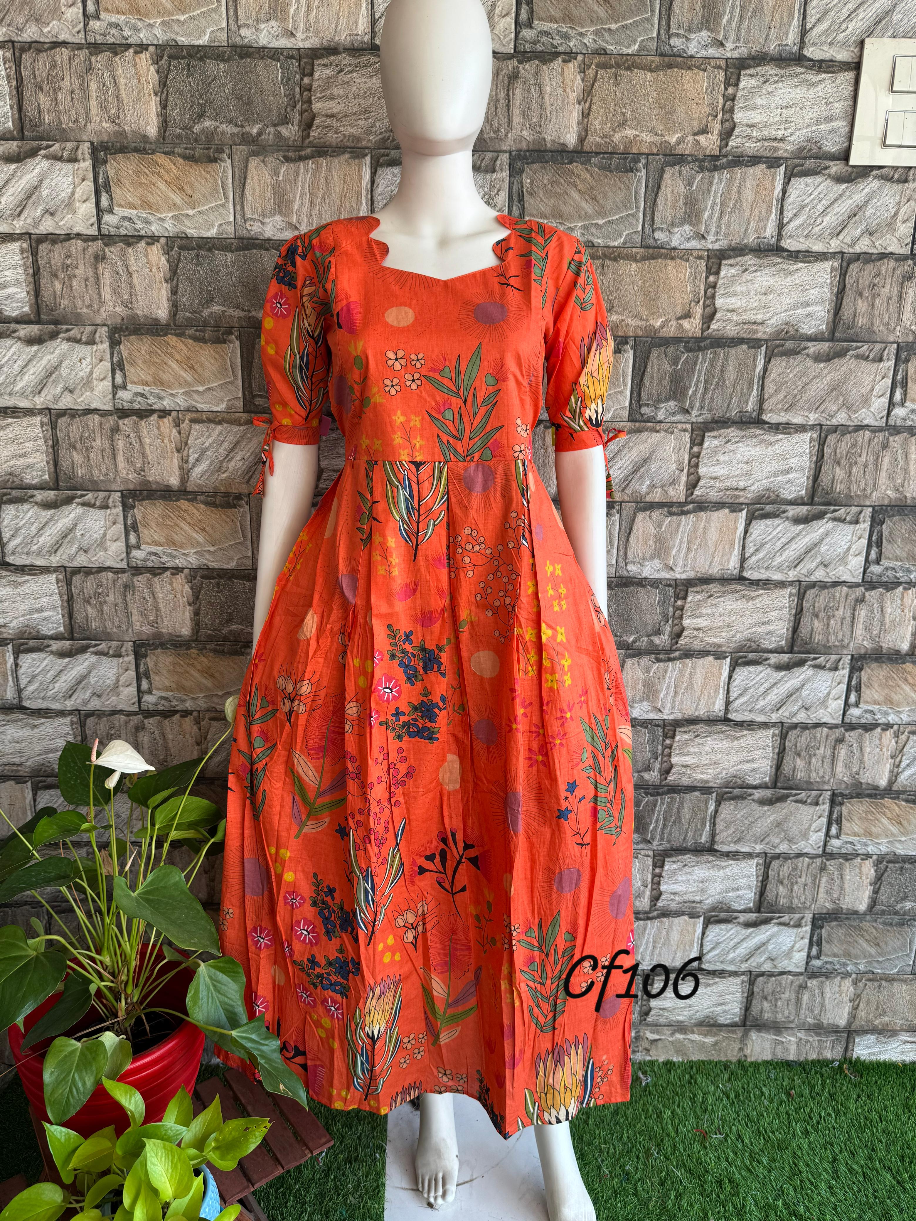 Orange mul cotton maxi CF106