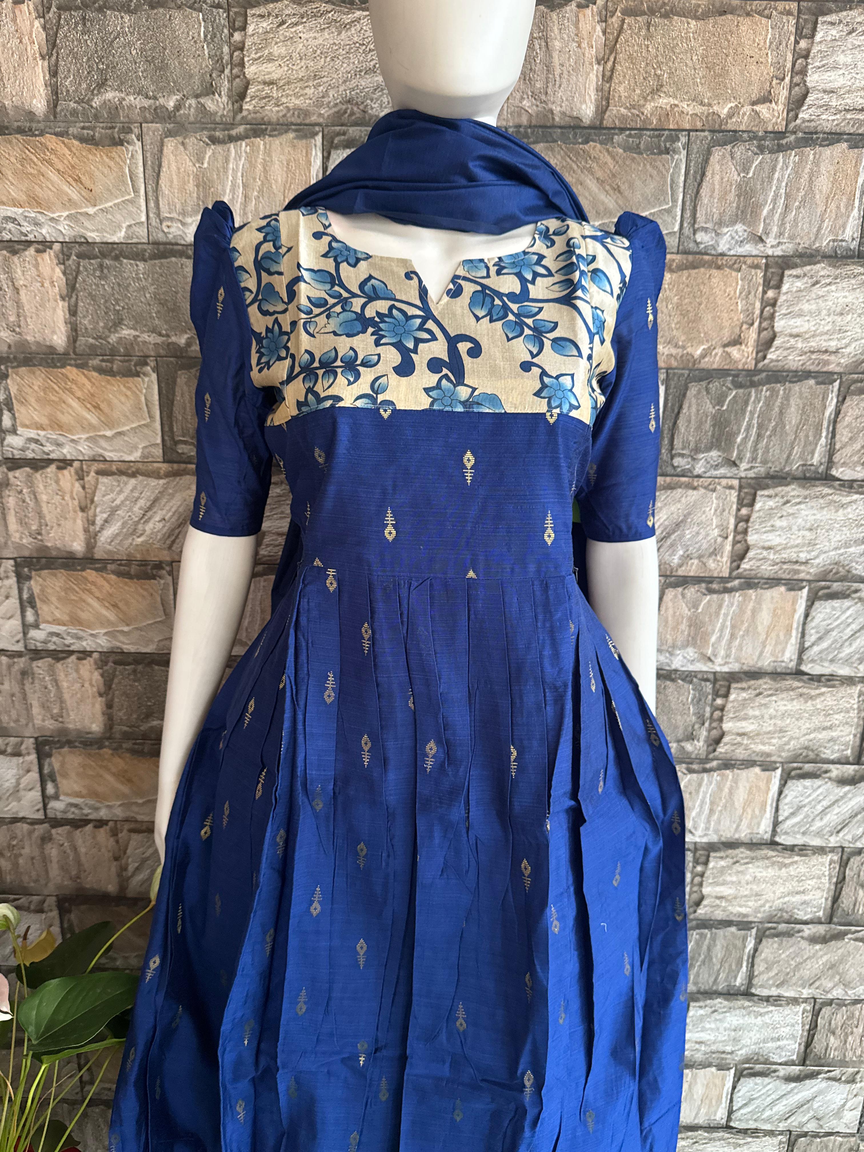 Royal blue raw silk maxi CF112