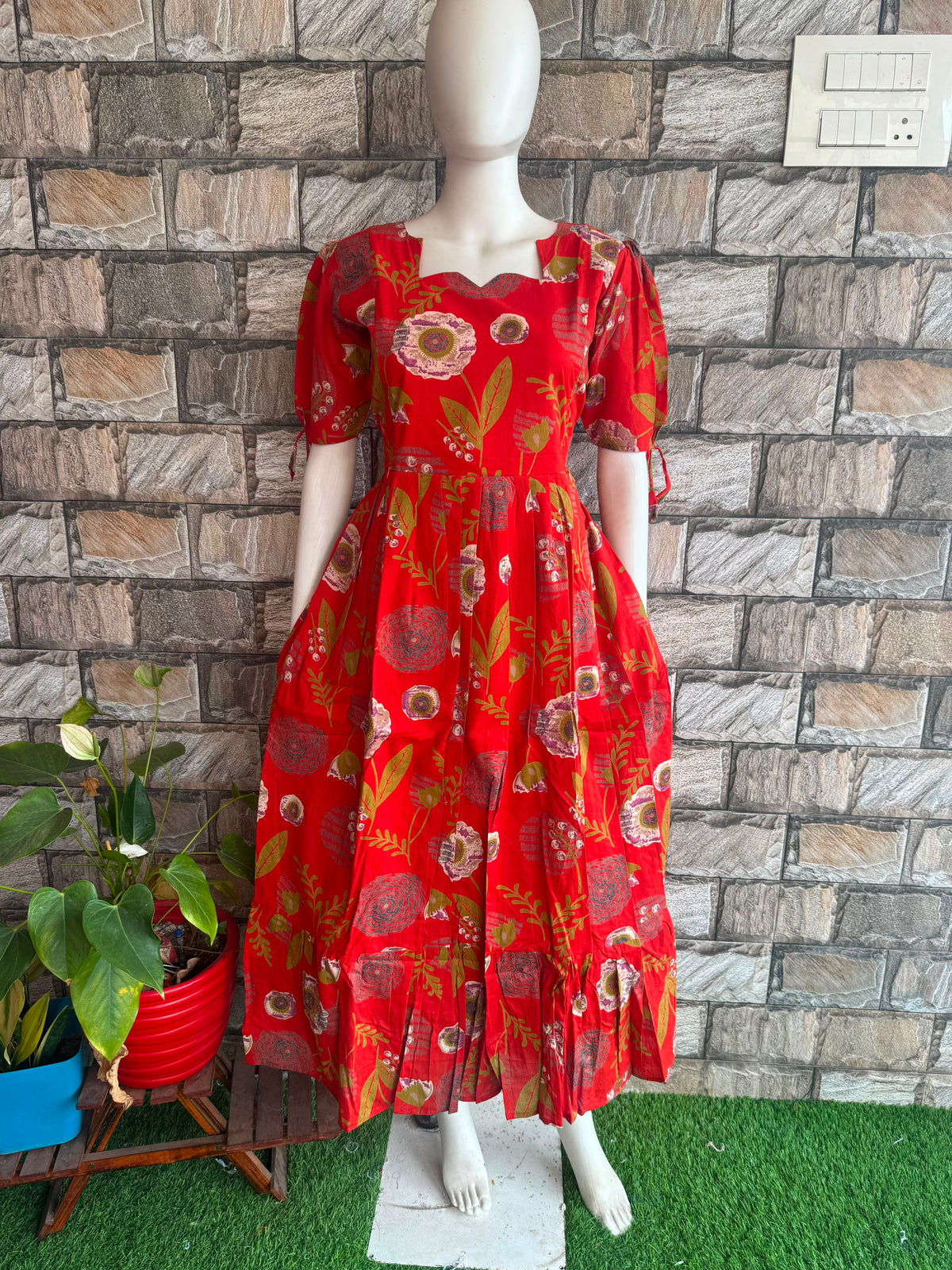 Pure soft cotton Maternity maxi  - Brick