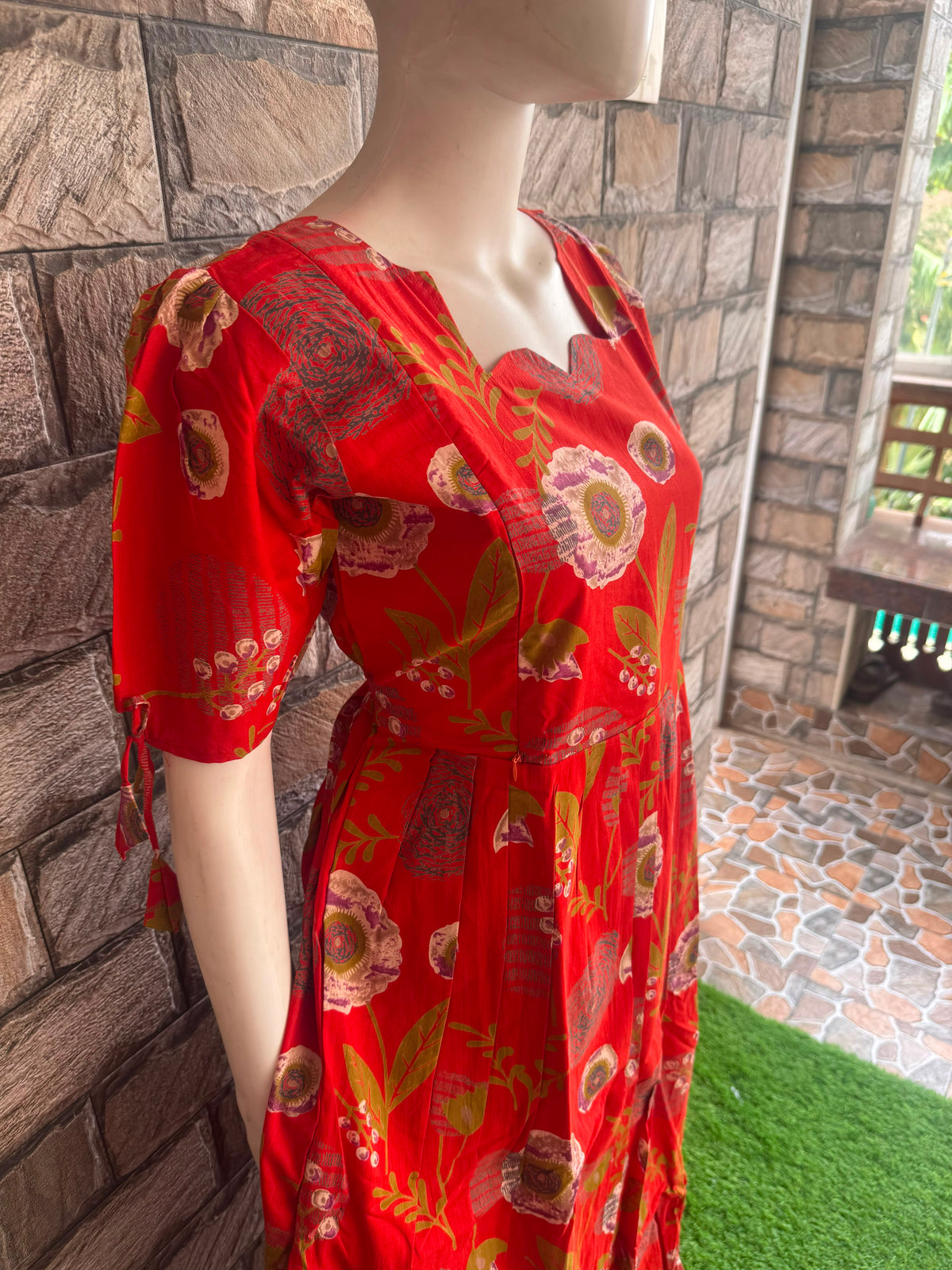 Pure soft cotton Maternity maxi  - Brick