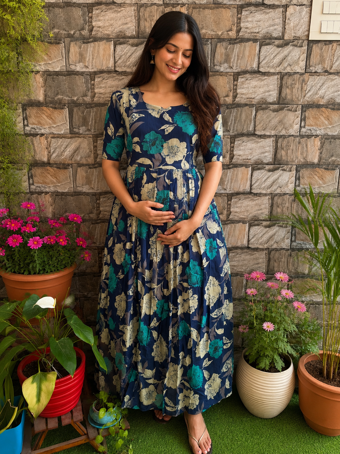Royal  soft cotton Maternity maxi