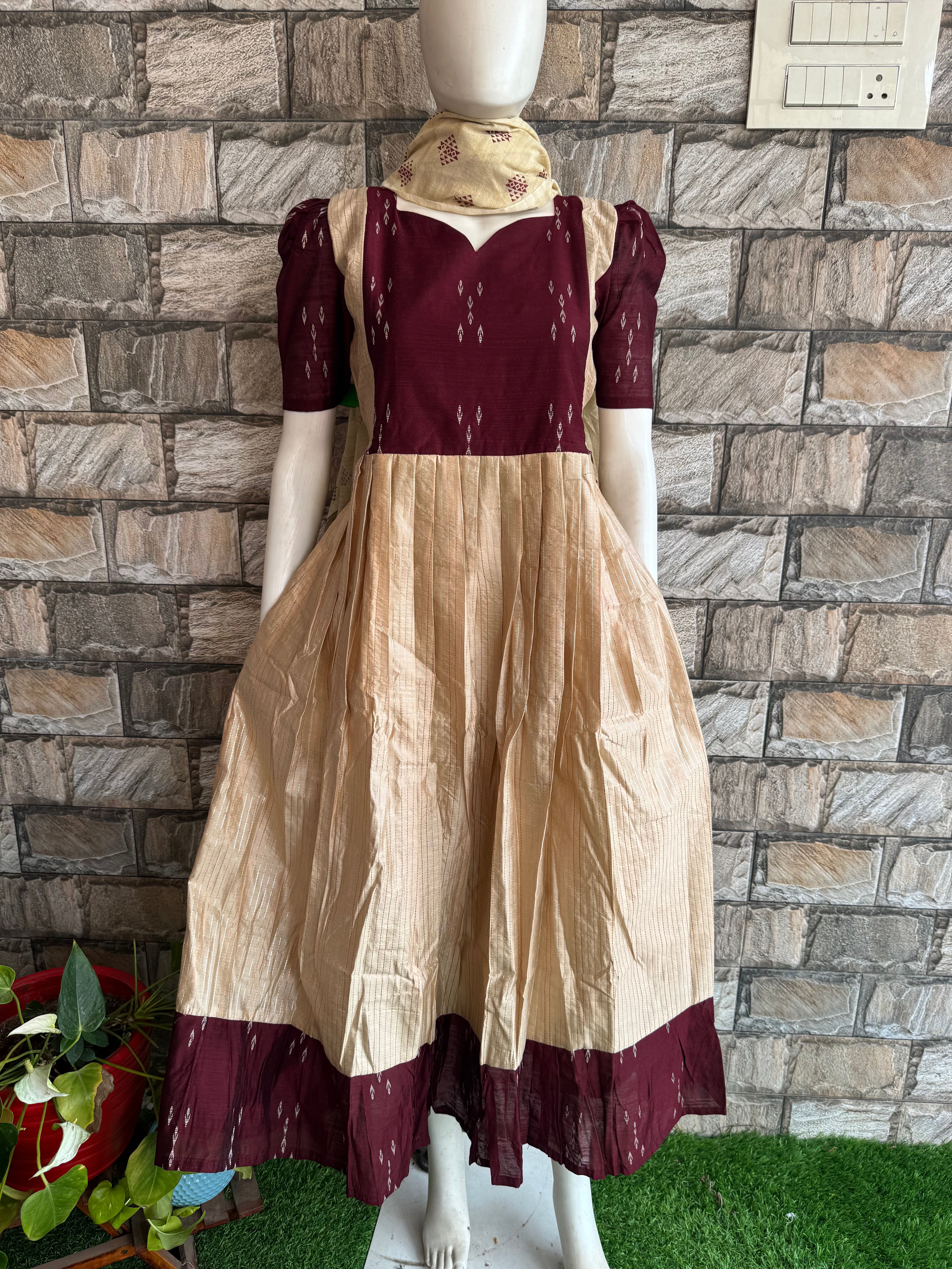 Diwali series silk kanta Maternity maxi with dupatta