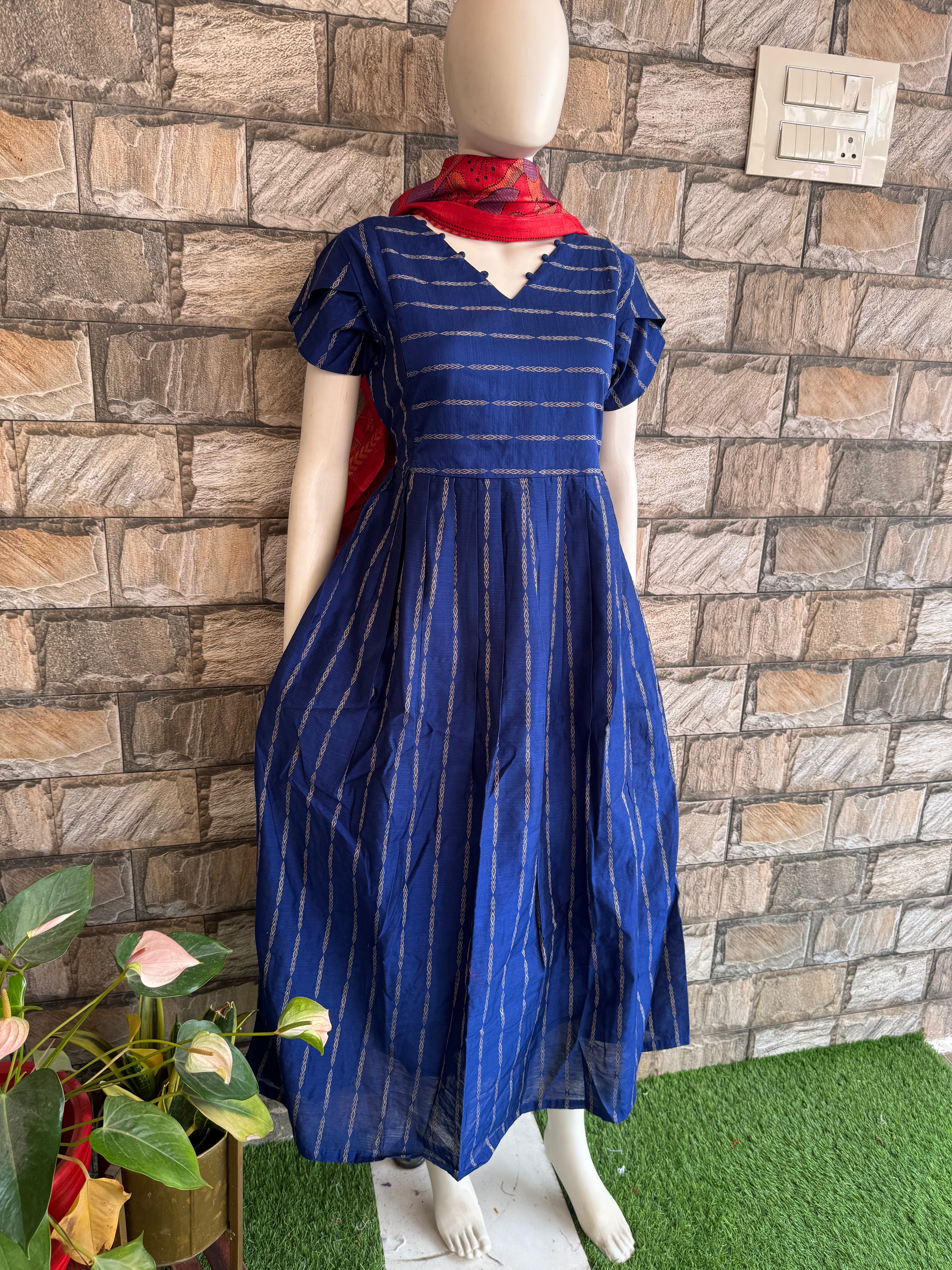 Royal Blue raw silk maternity maxi