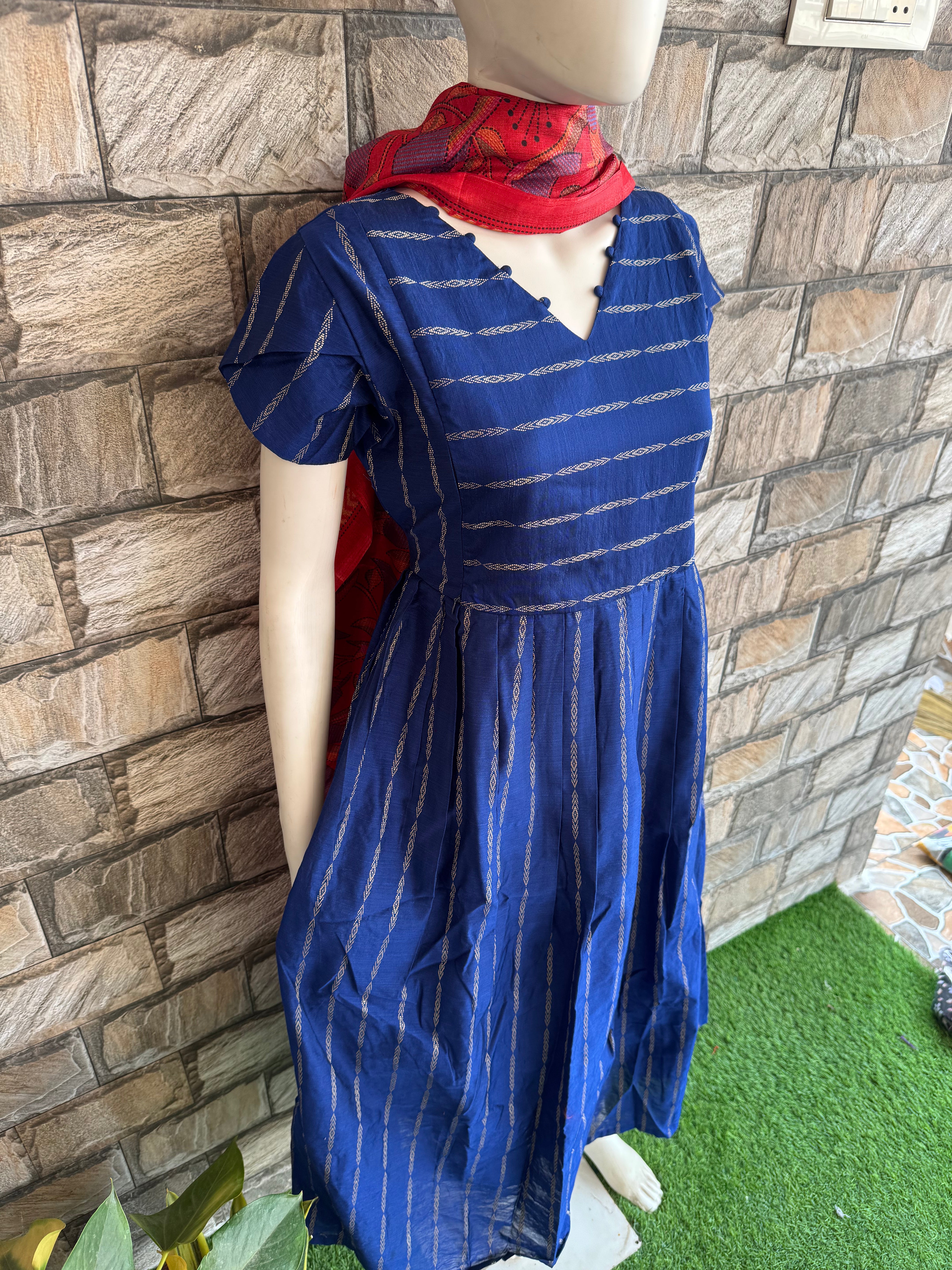 Royal Blue raw silk maternity maxi