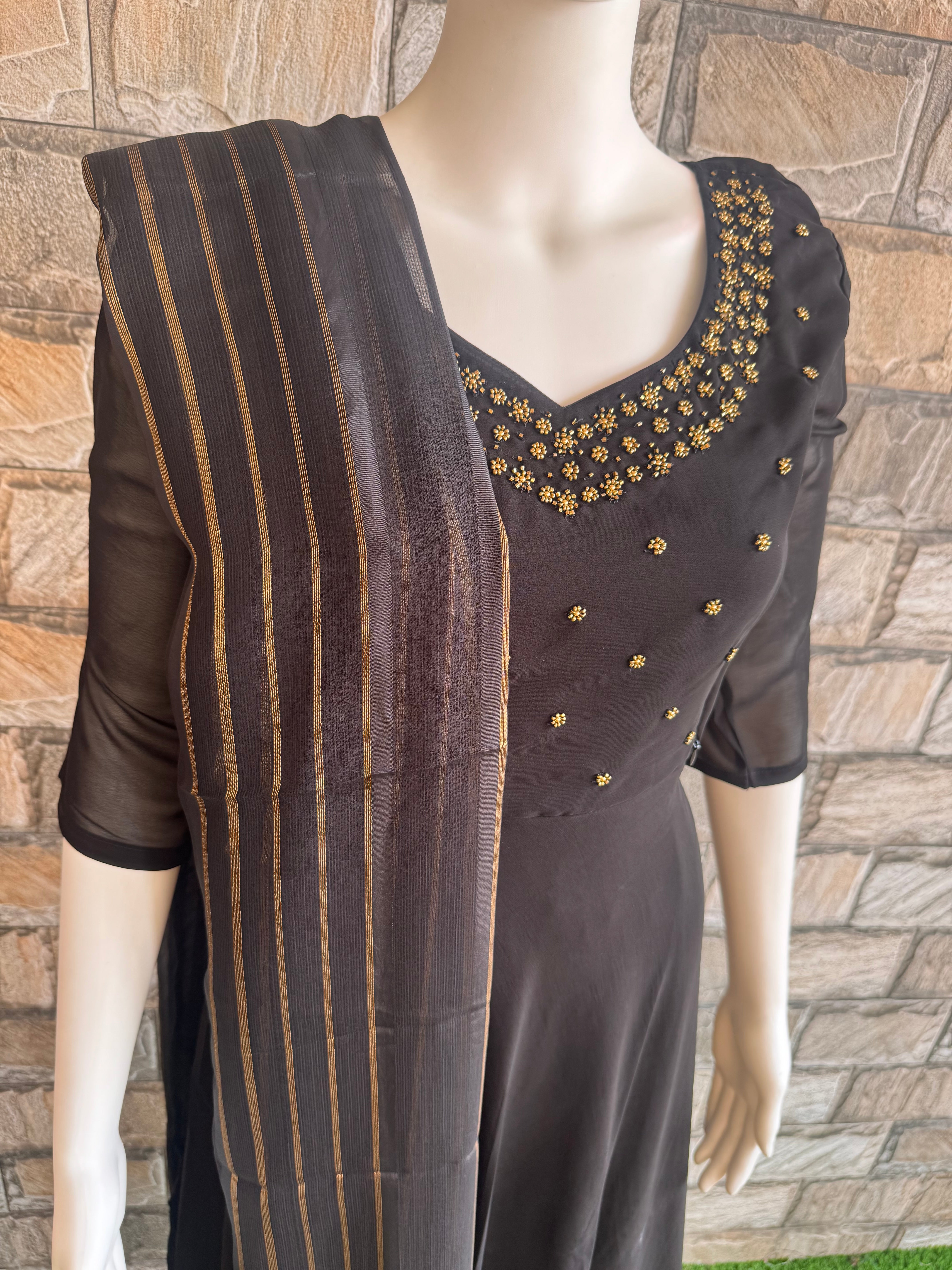 Black Georgette stone work