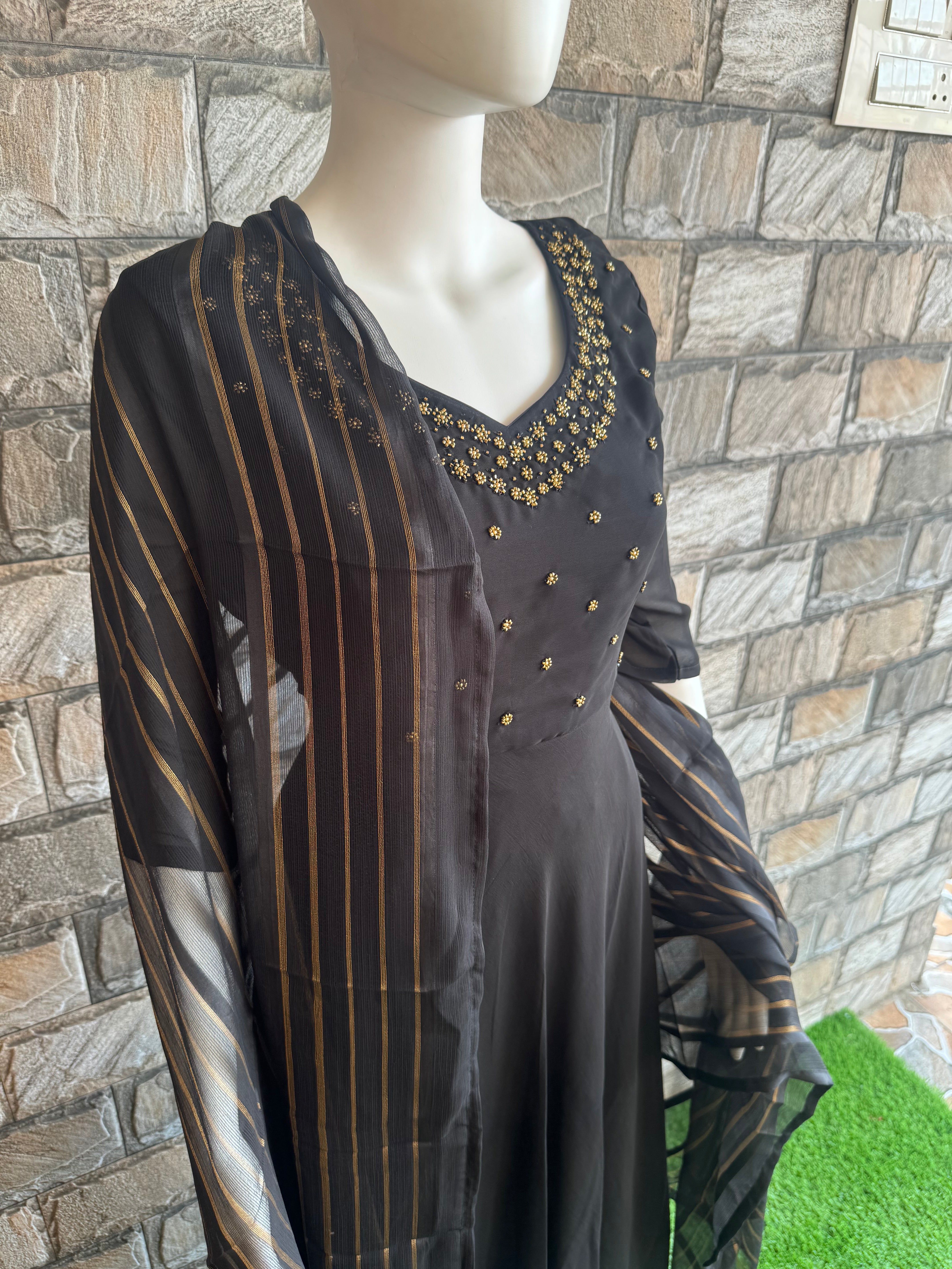 Black Georgette stone work