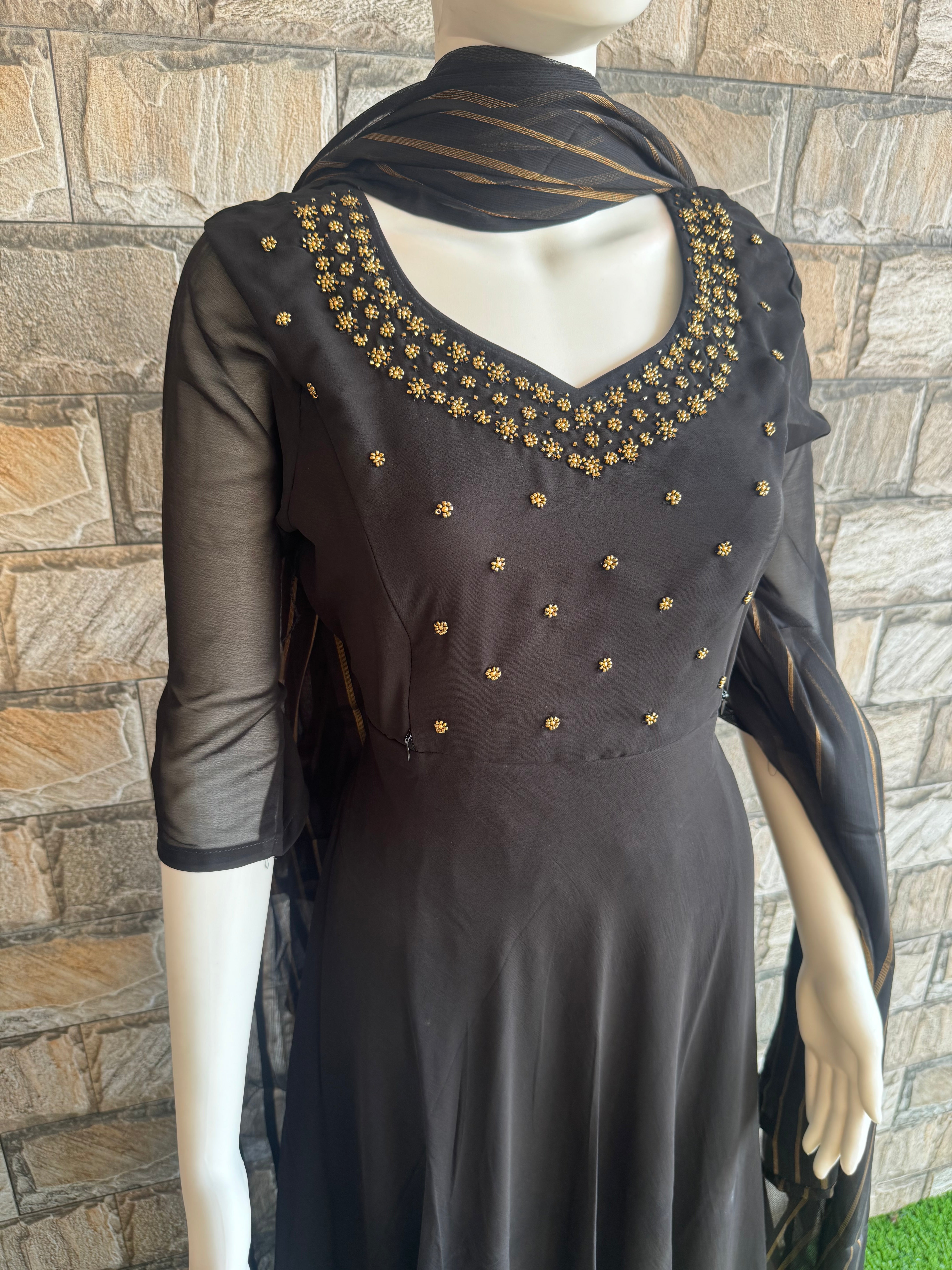 Black Georgette stone work