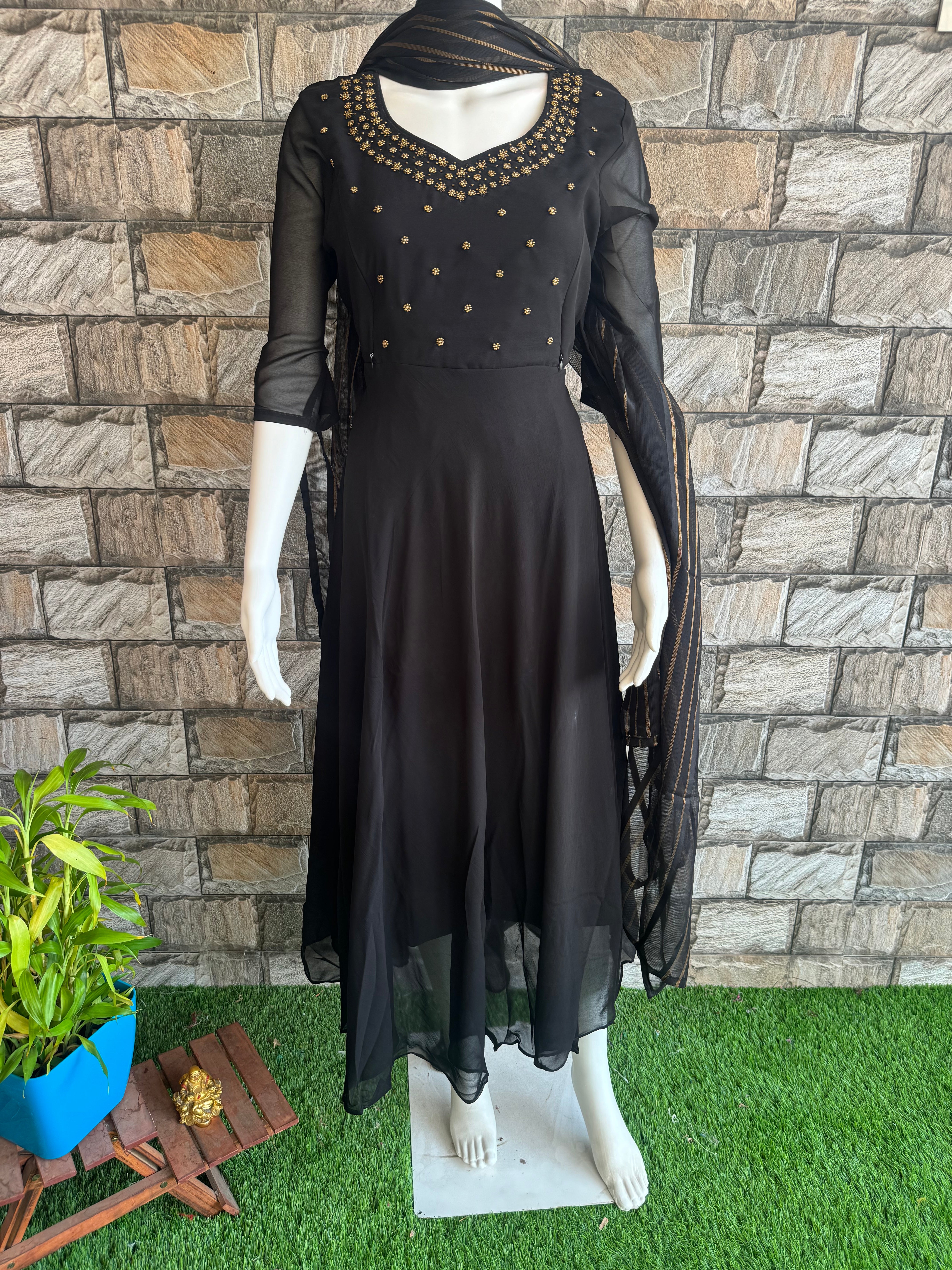 Black Georgette stone work