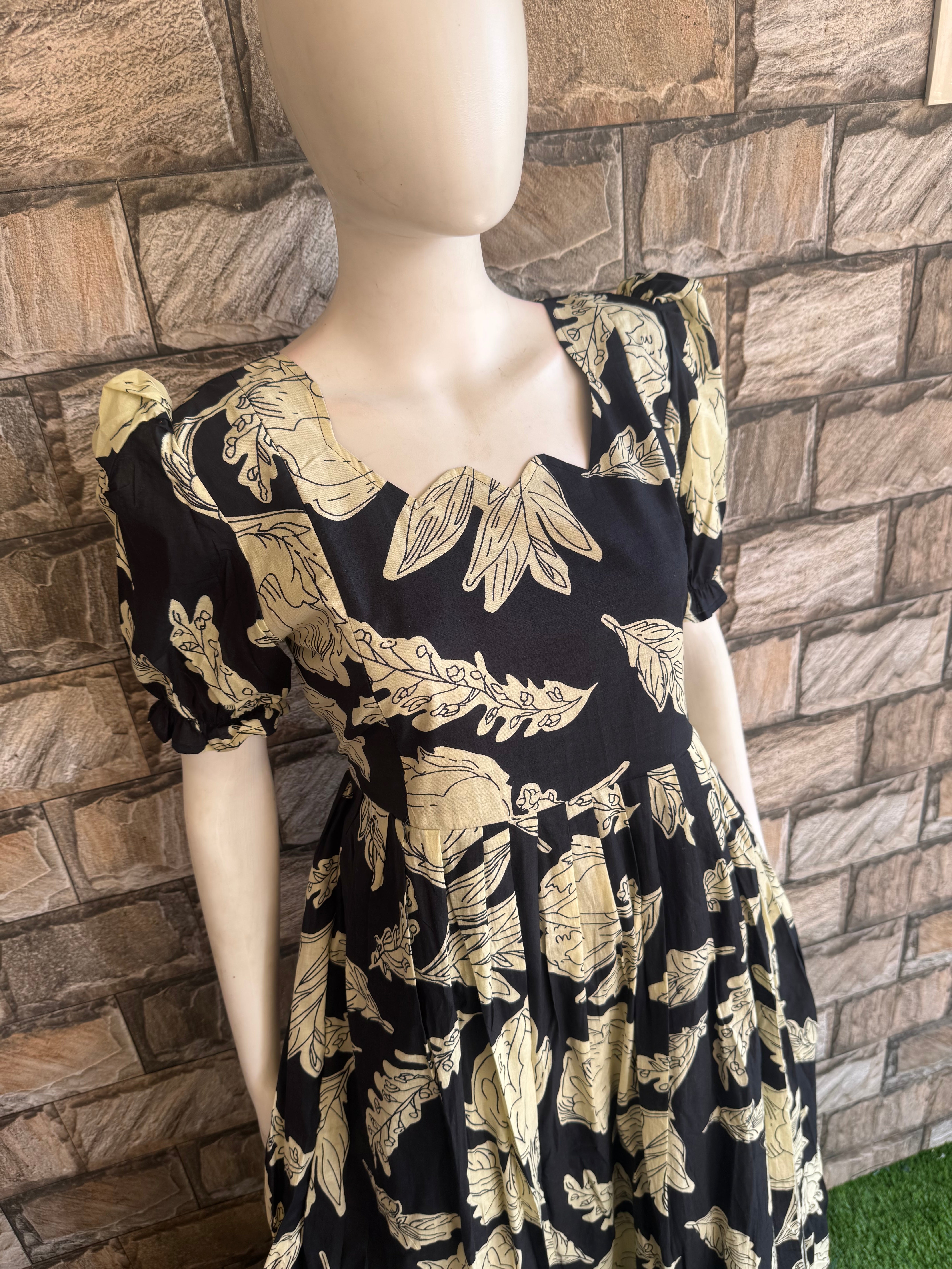Black tulip floral cotton maxi