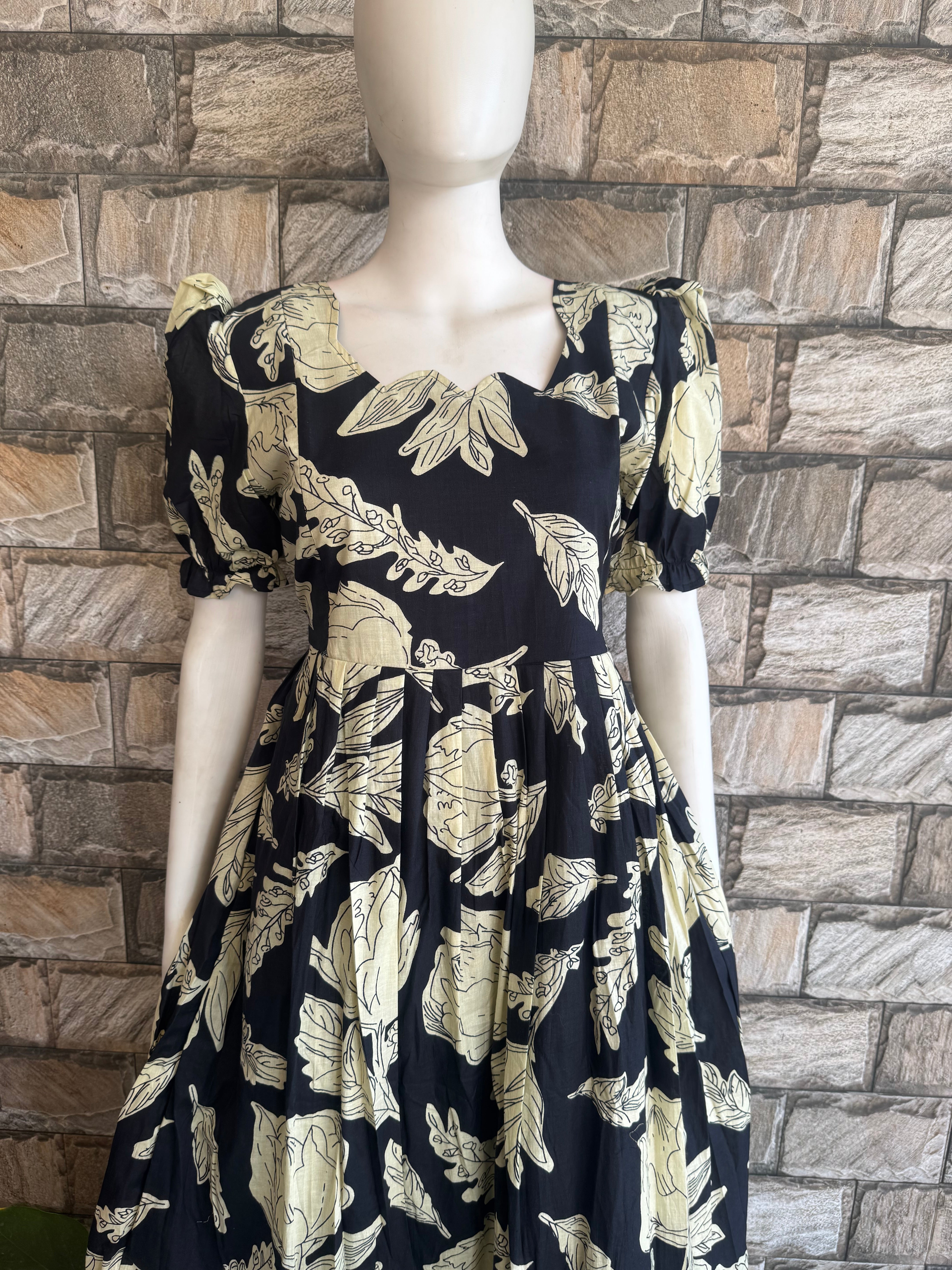 Black tulip floral cotton maxi