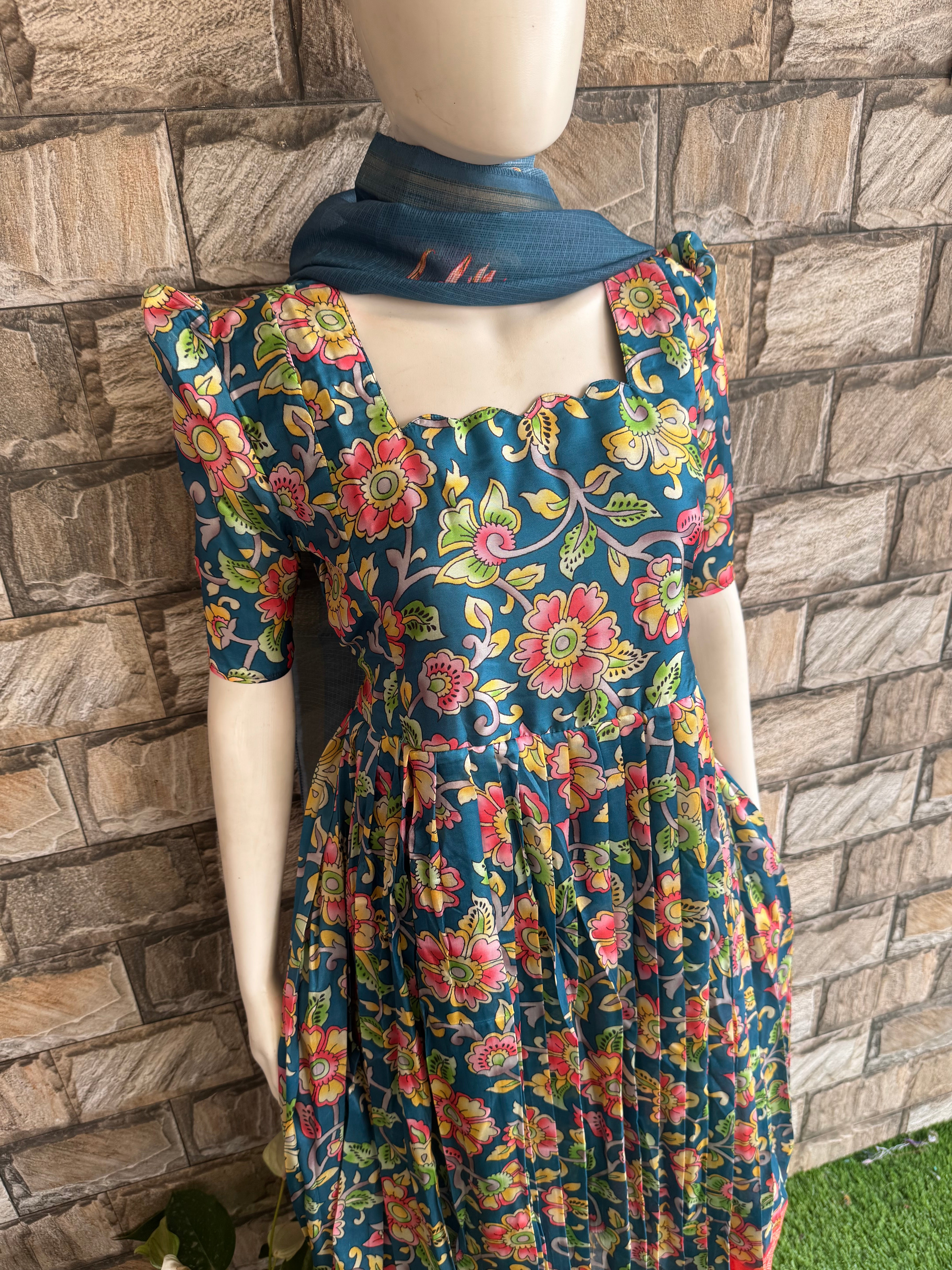 Teal Blue litchi Maternity Maxi