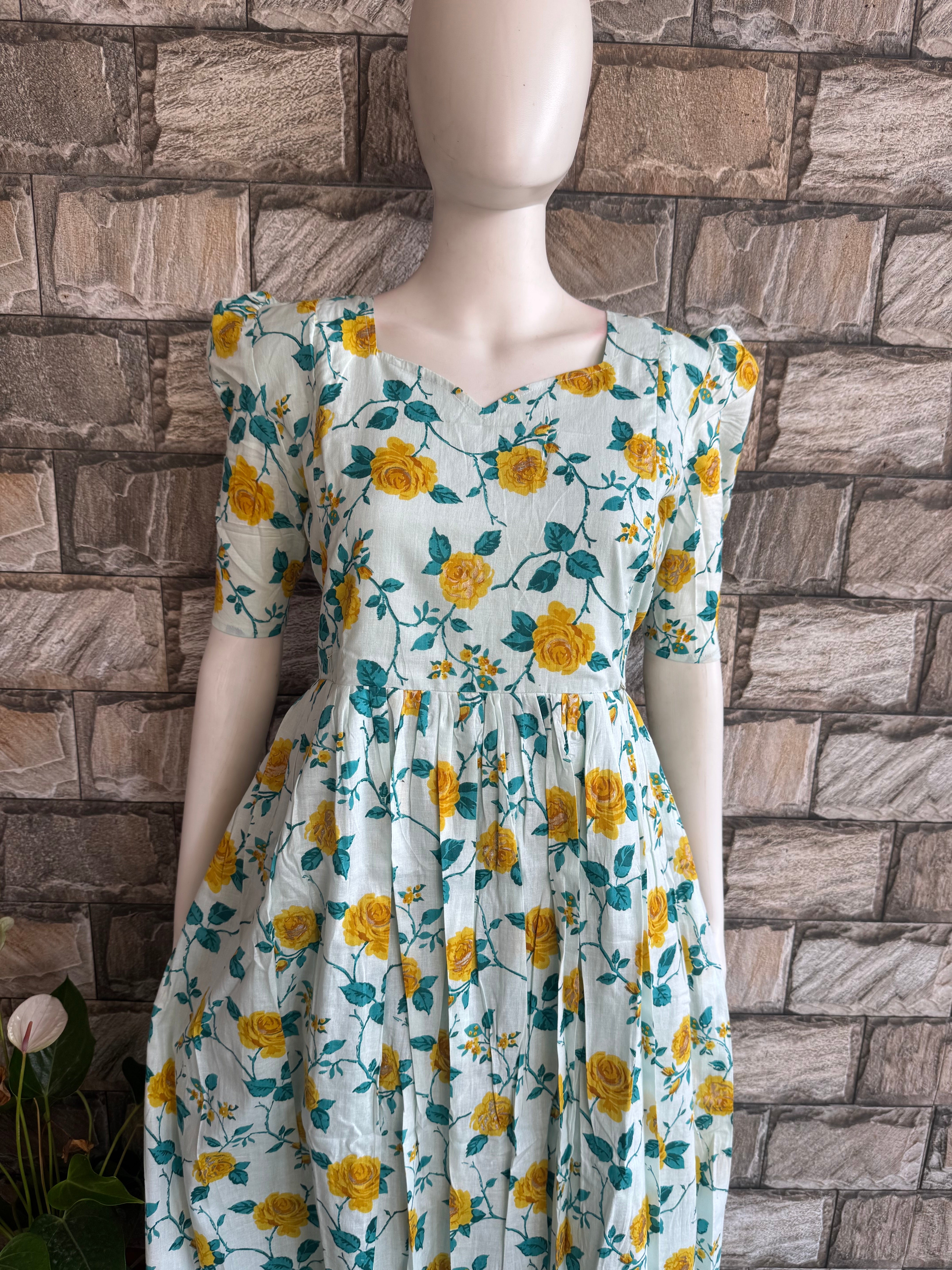 White Lilly floral cotton maxi