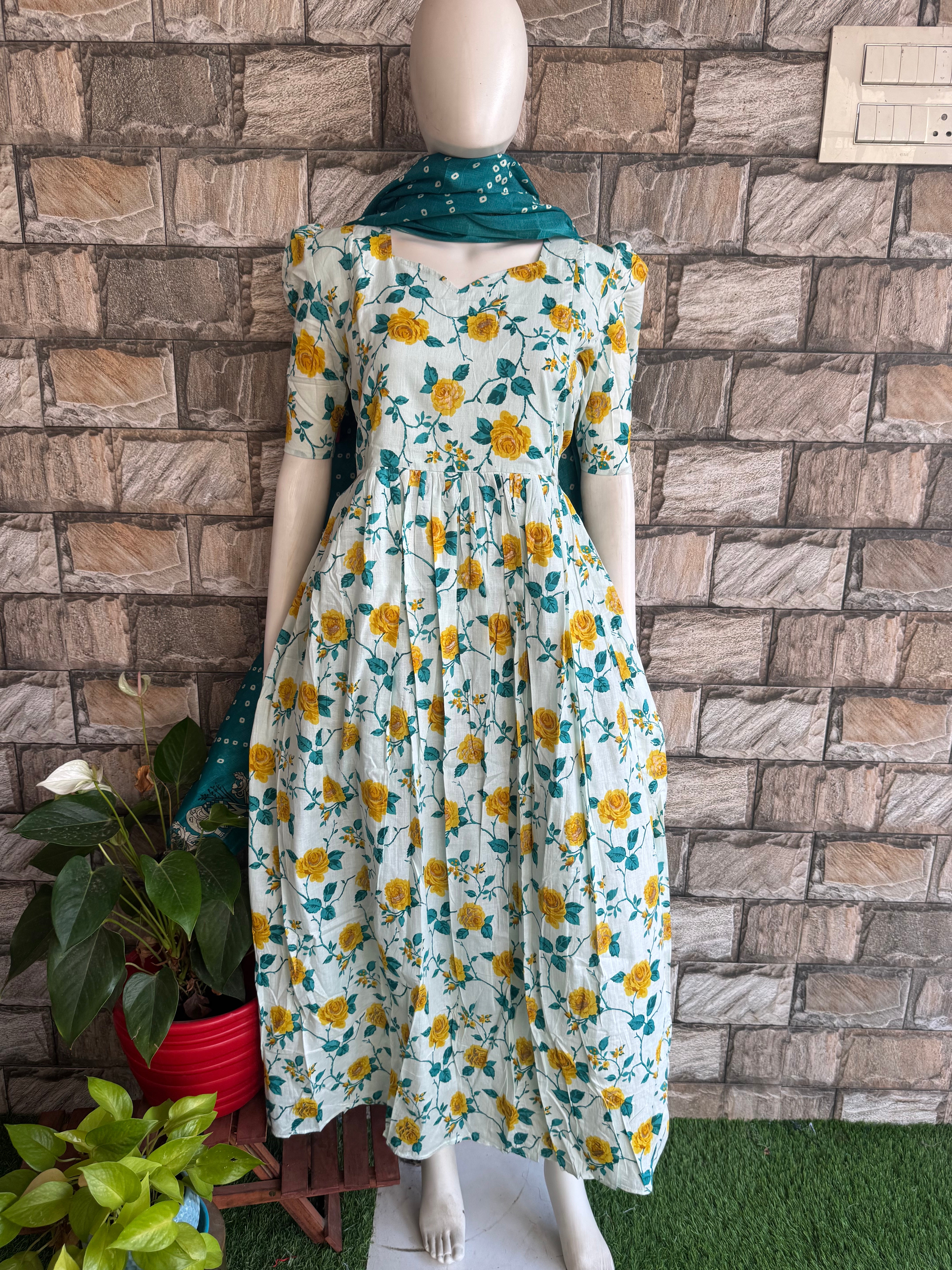 White Lilly floral cotton maxi