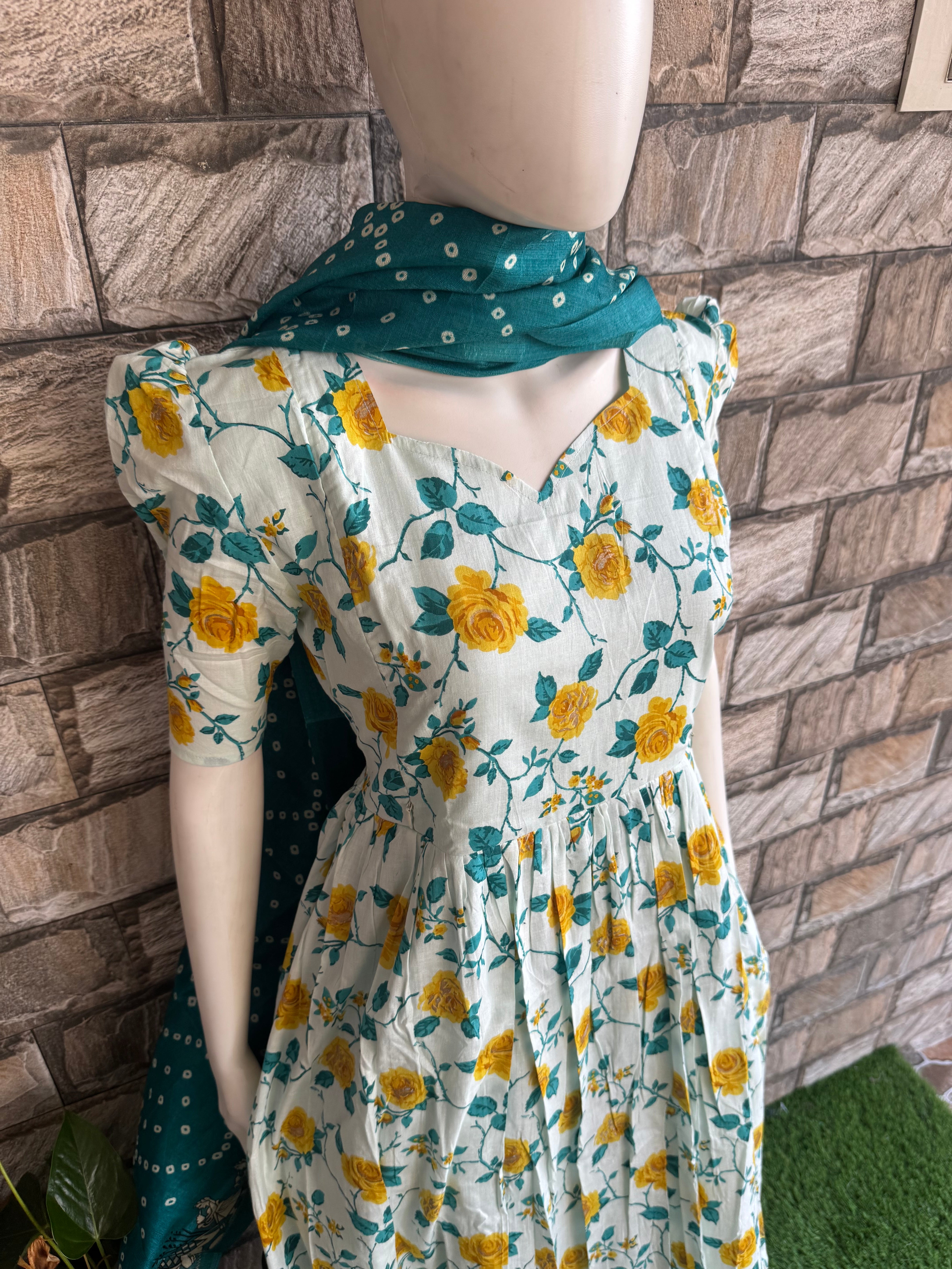 White Lilly floral cotton maxi