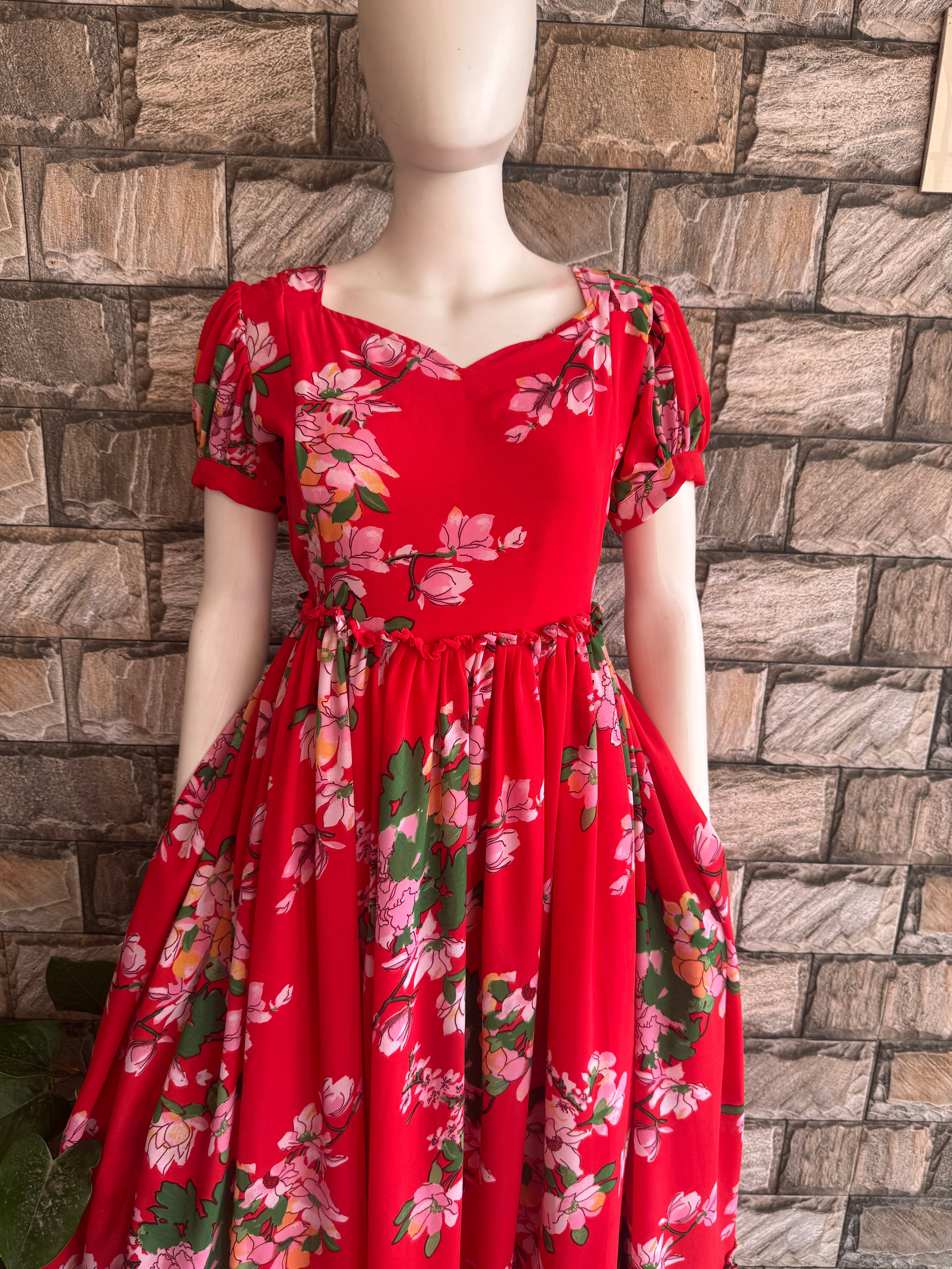 Red flower Georgette CF105