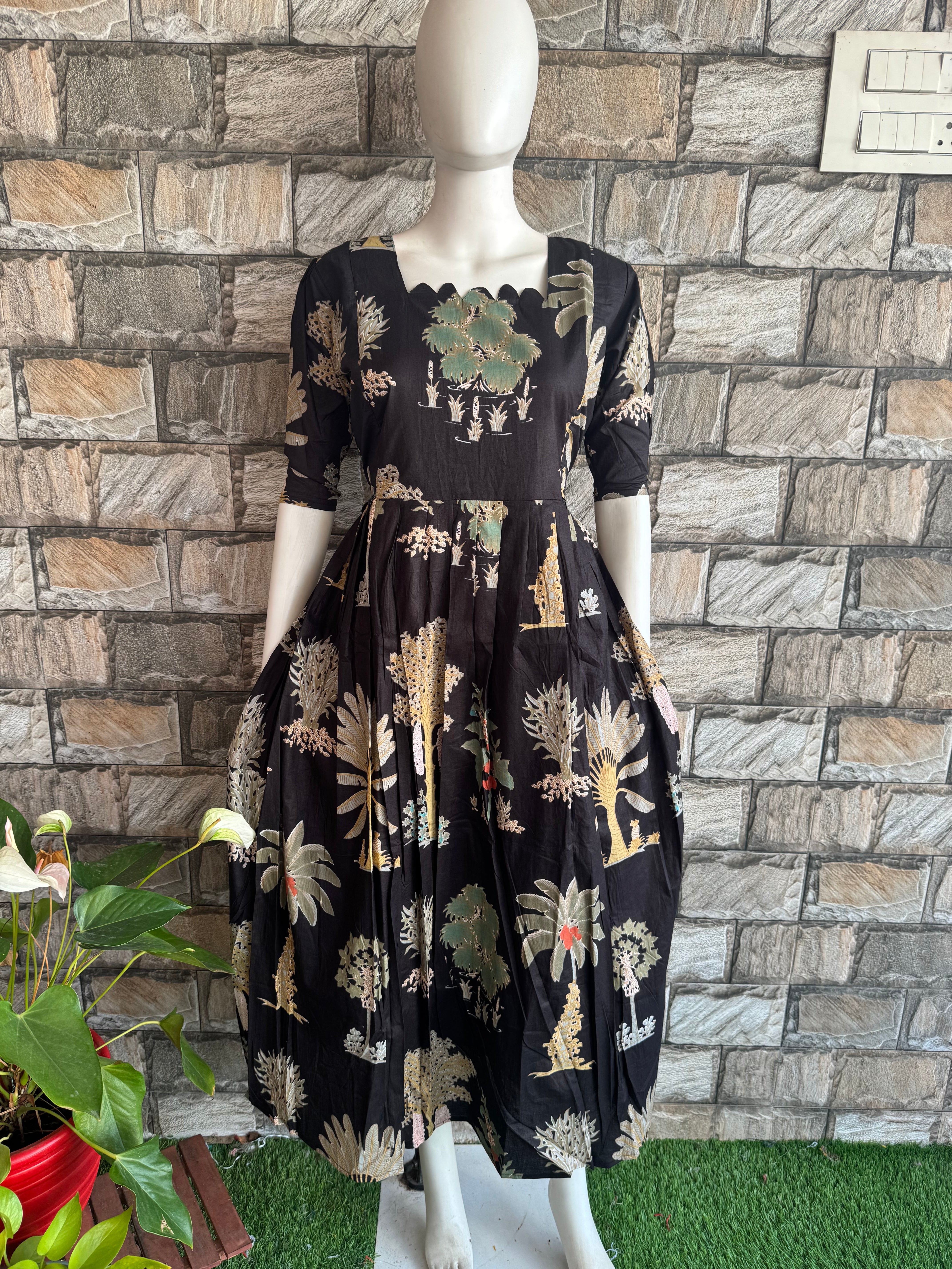 Greyish Black cotton maxi Cf129