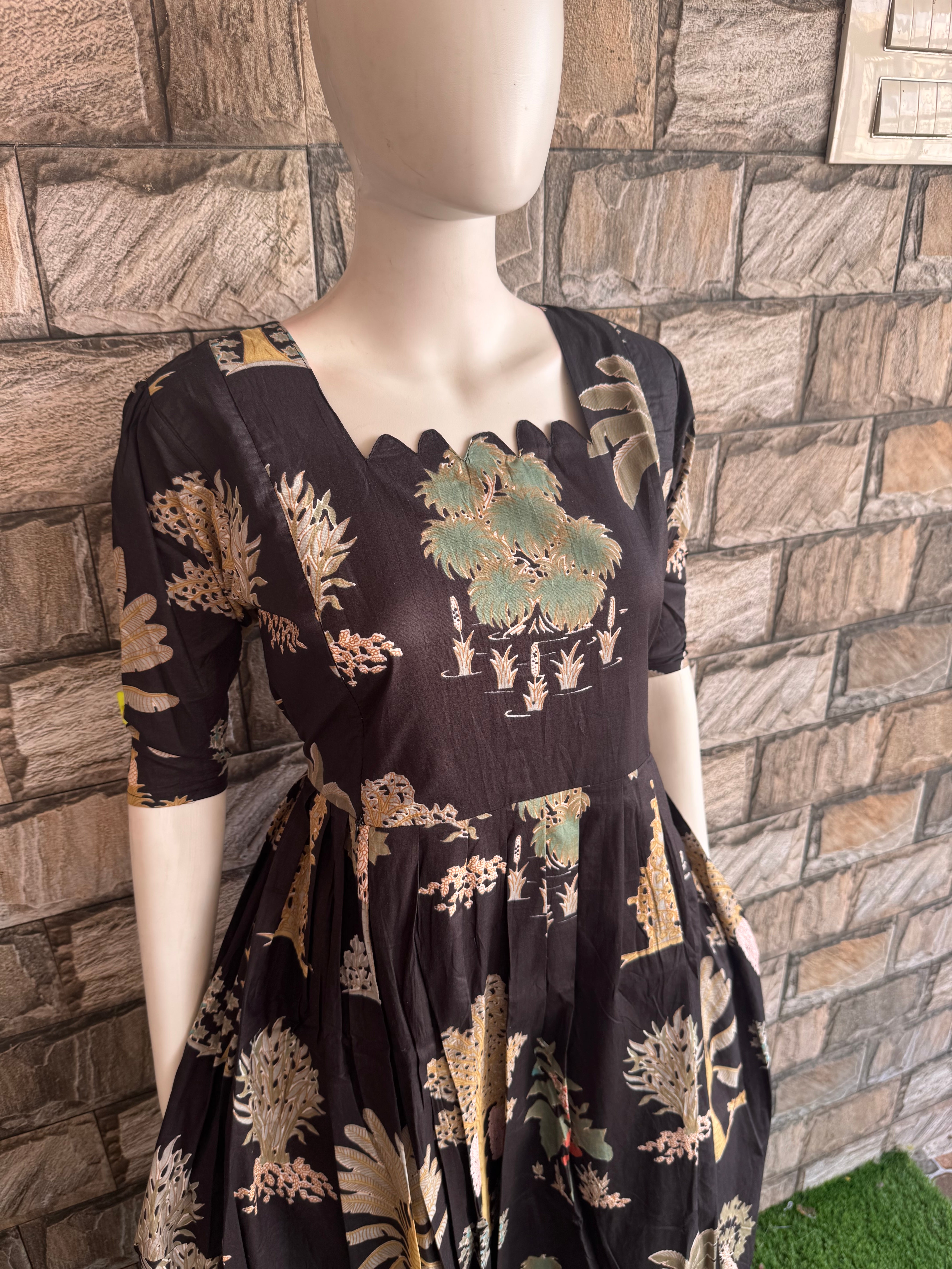 Greyish Black cotton maxi Cf129