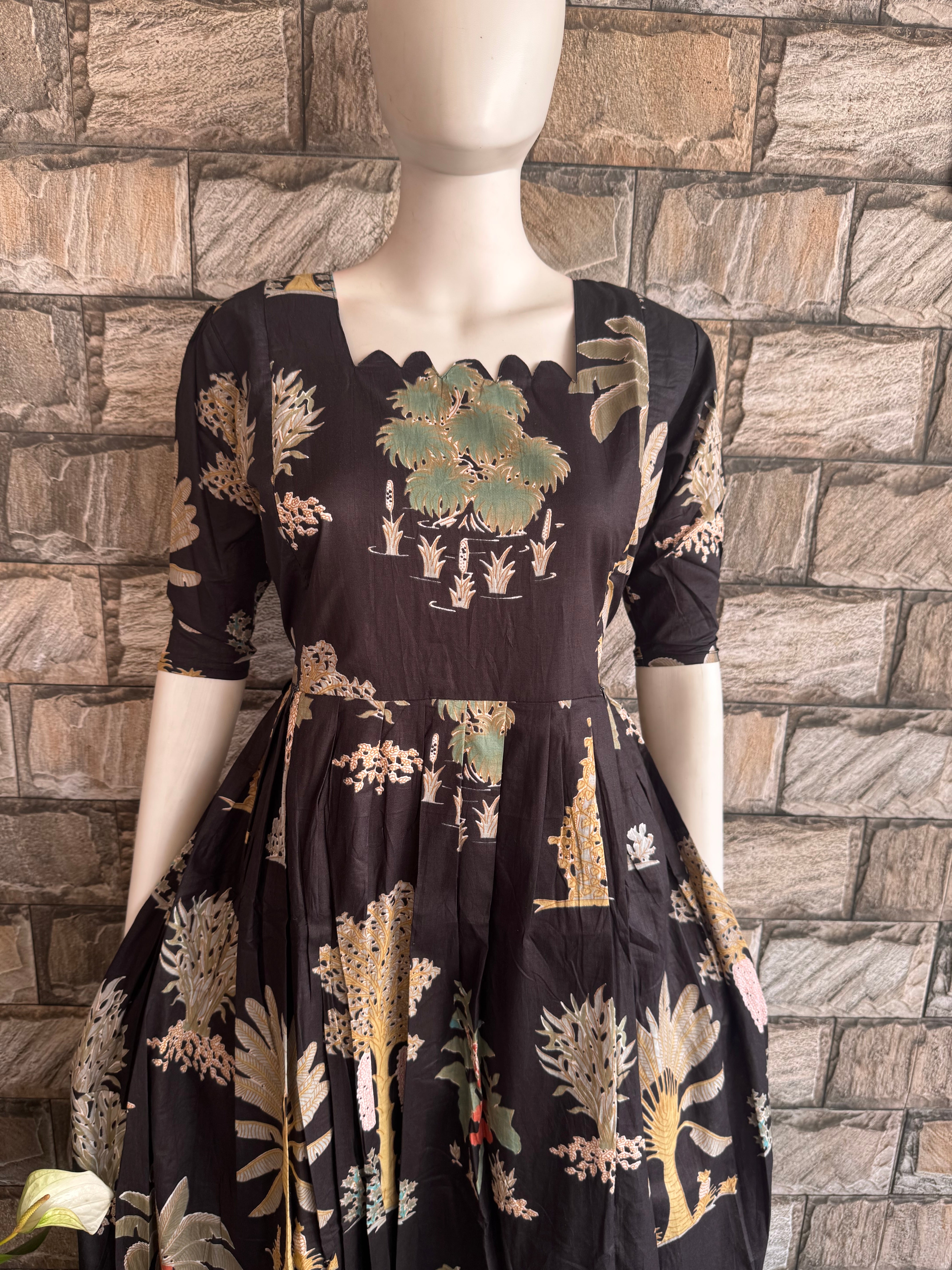 Greyish Black cotton maxi Cf129