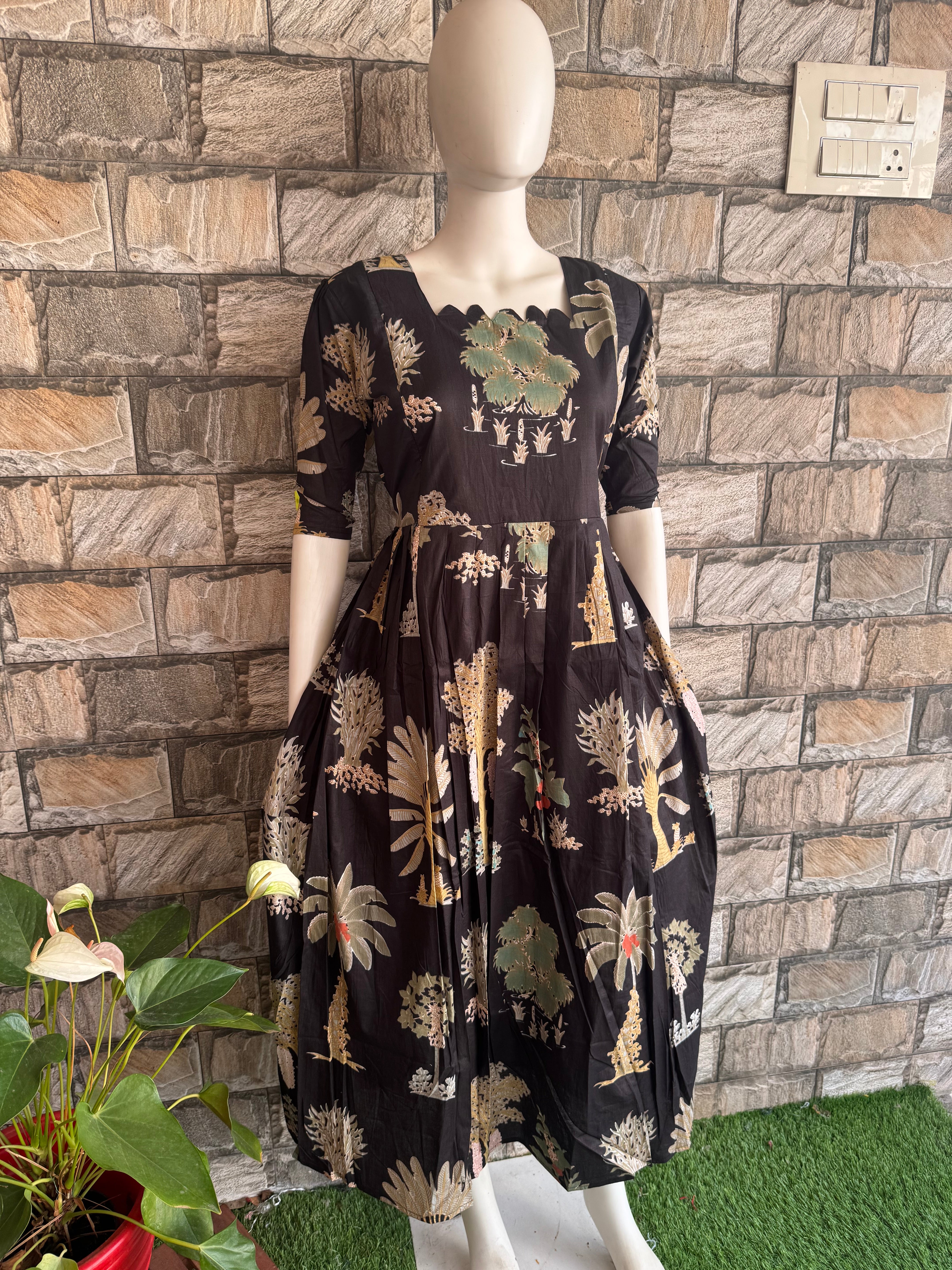 Greyish Black cotton maxi Cf129