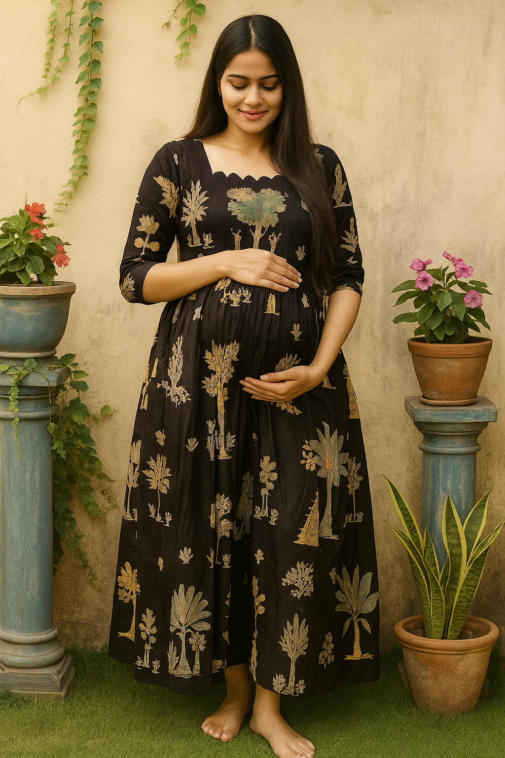 Greyish Black cotton maxi Cf129