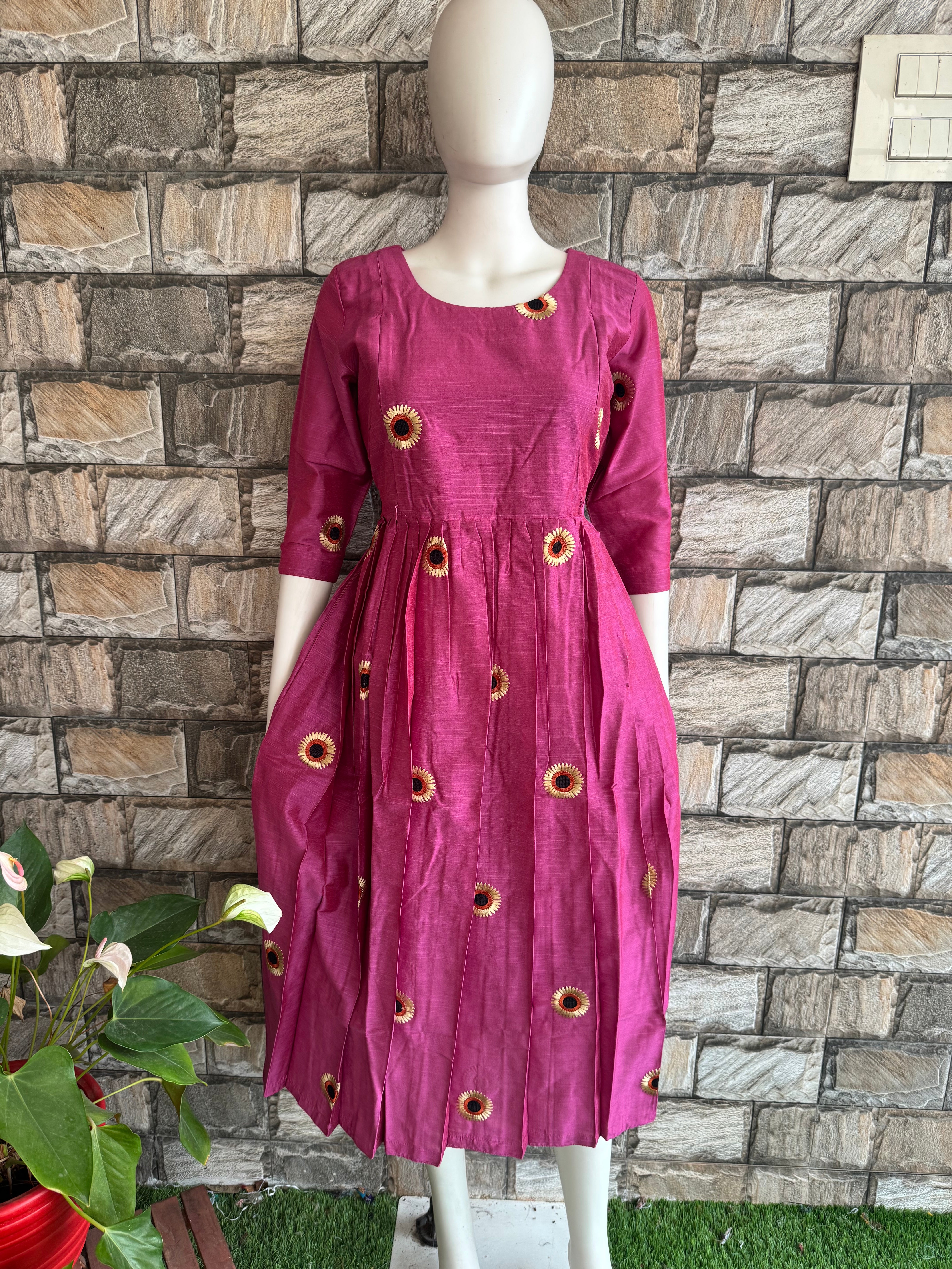 Feeding Maternity Wine sunflower Raw silk CF152