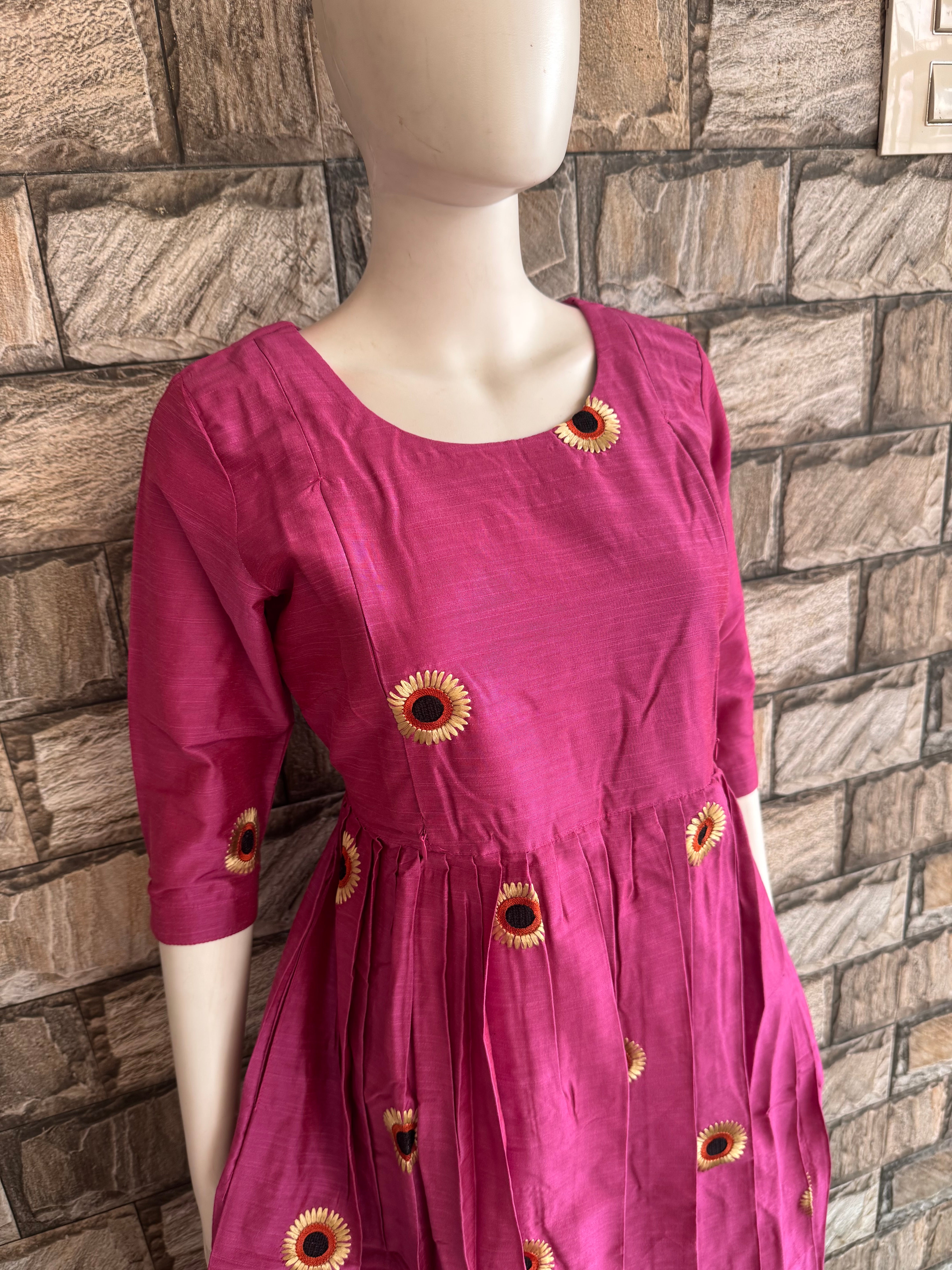 Feeding Maternity Wine sunflower Raw silk CF152