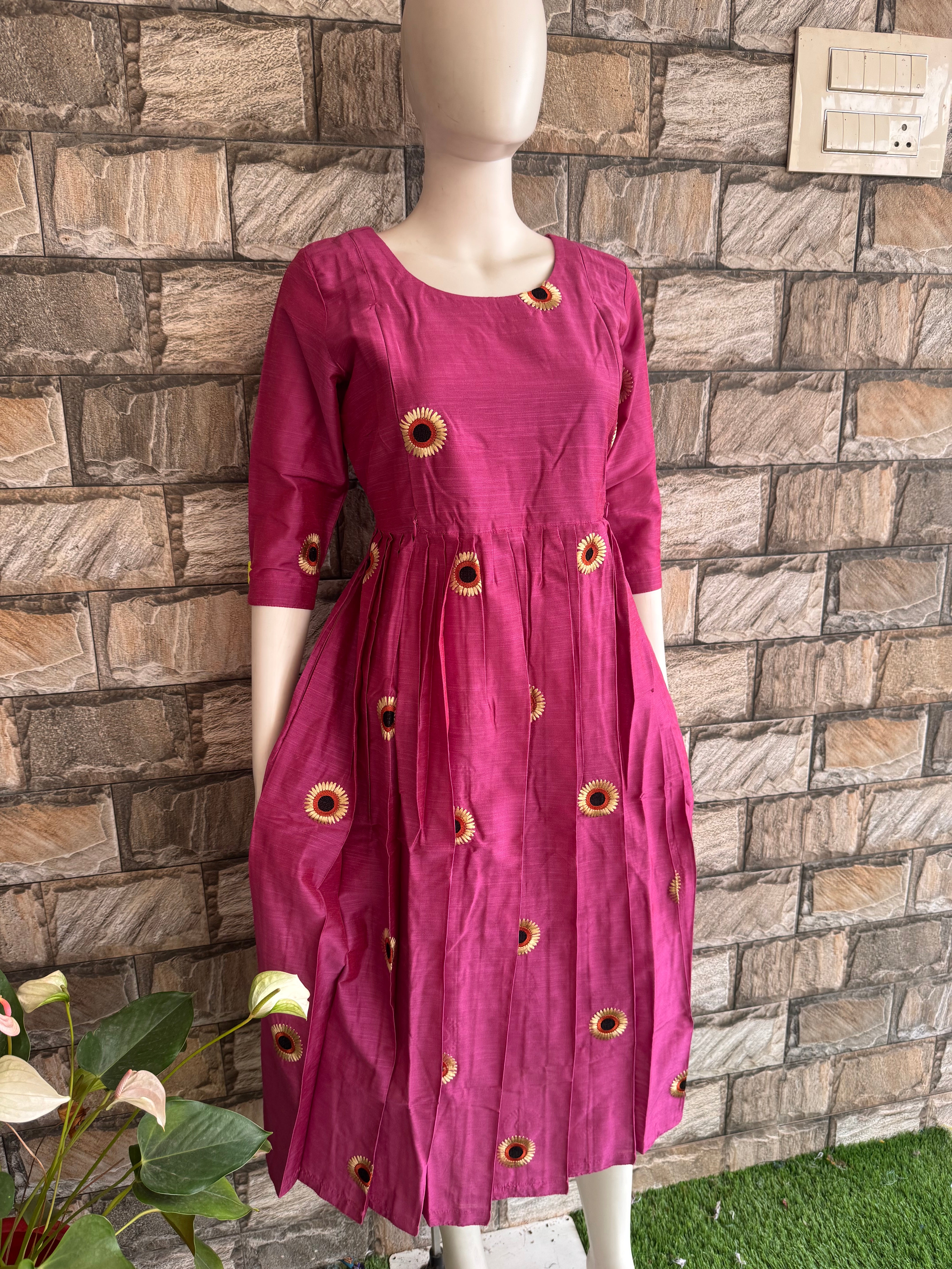 Feeding Maternity Wine sunflower Raw silk CF152