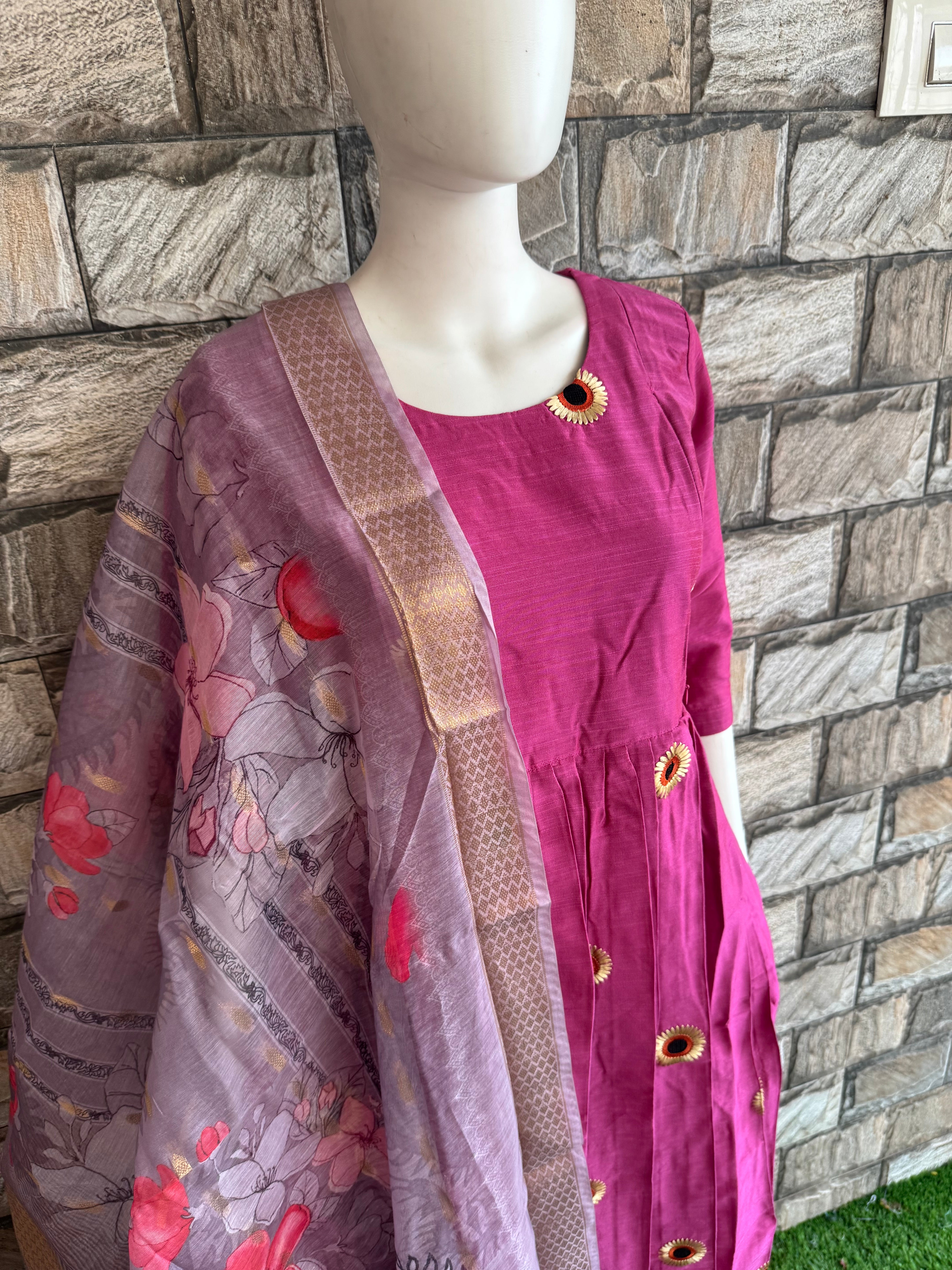 Wine Grey Dupatta CF152
