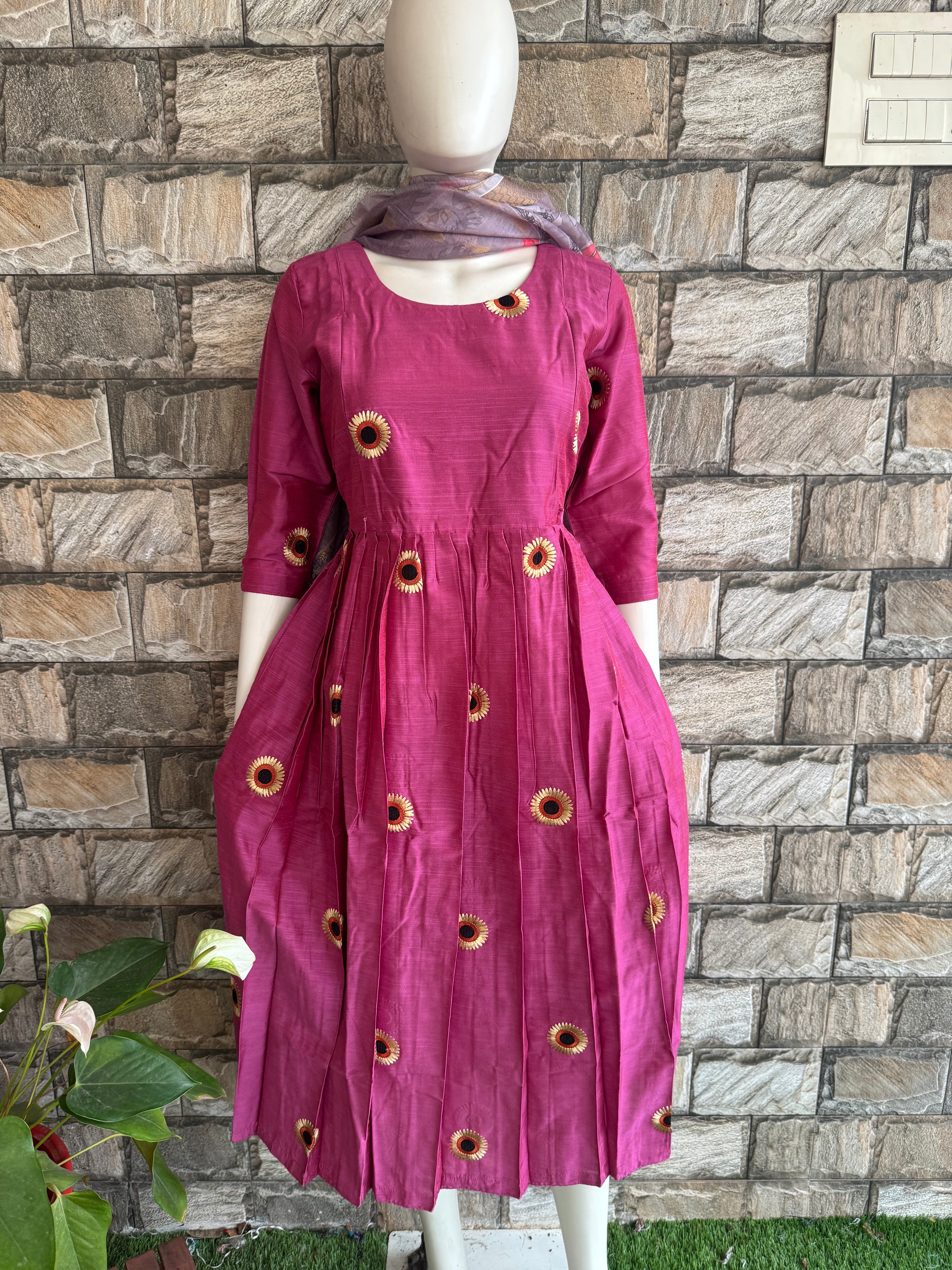 Feeding Maternity Wine sunflower Raw silk CF152