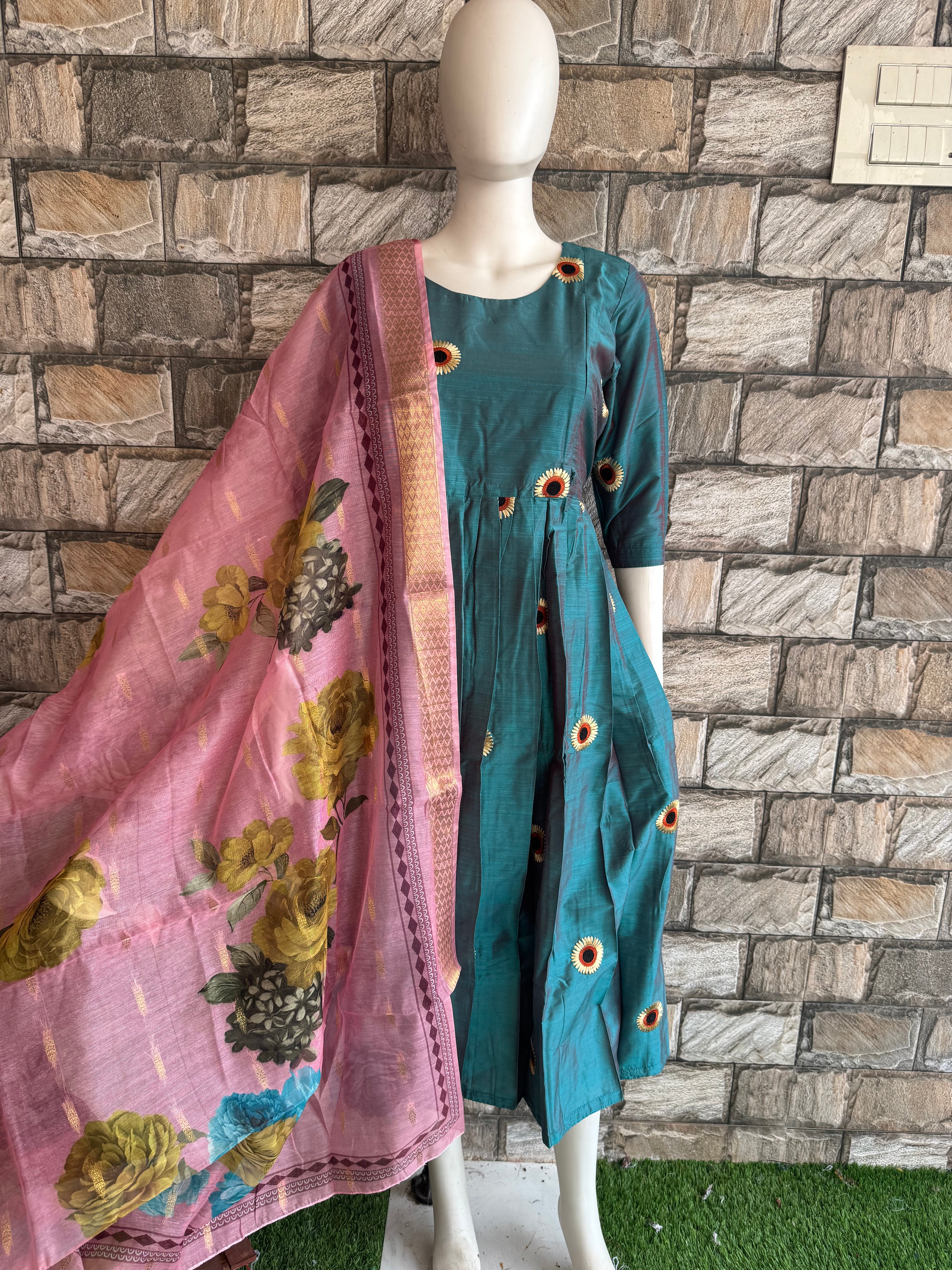 Pink cotton dupatta CF153