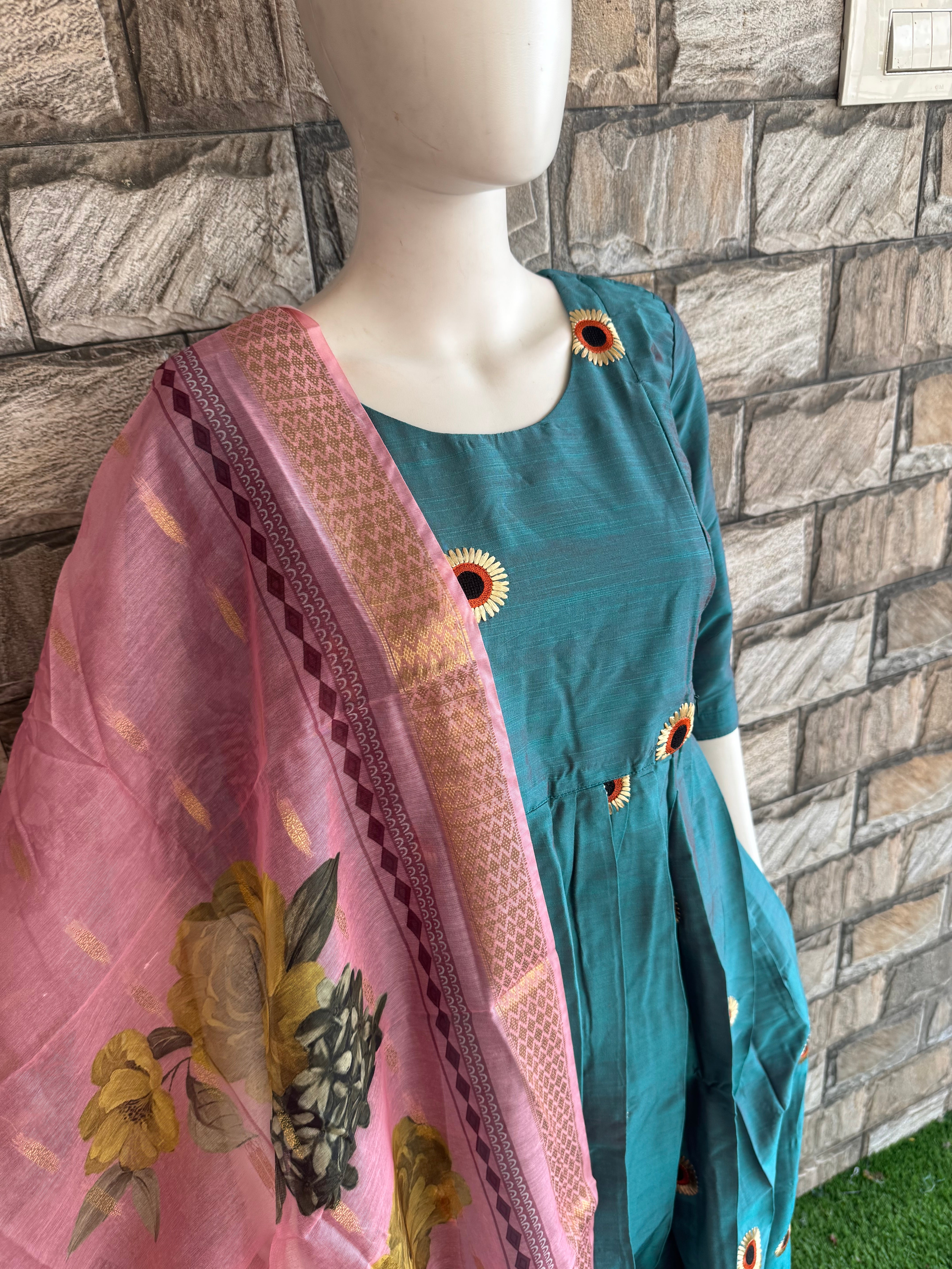 Pink cotton dupatta CF153