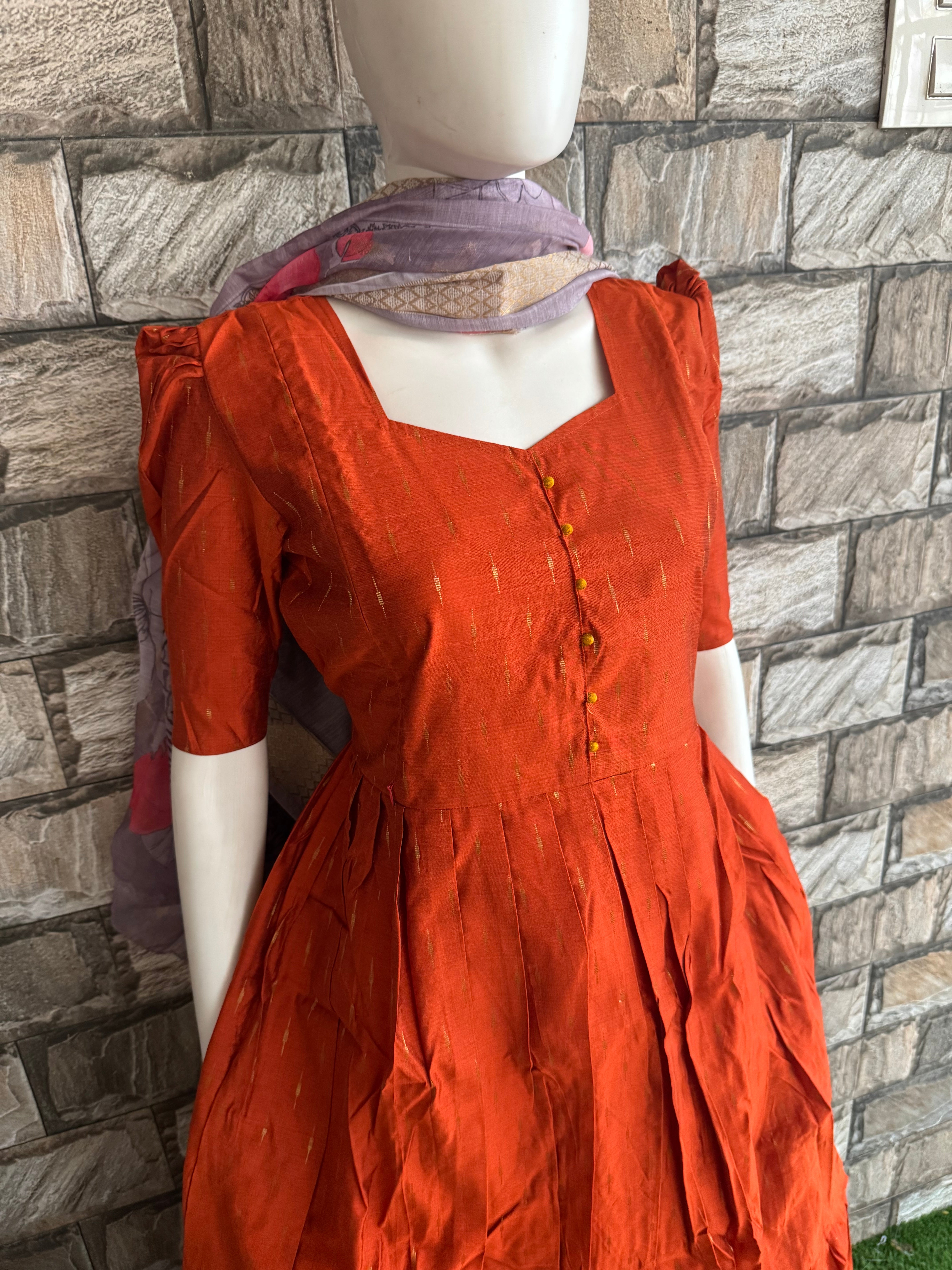 Rust orange Raw silk maxi CF150