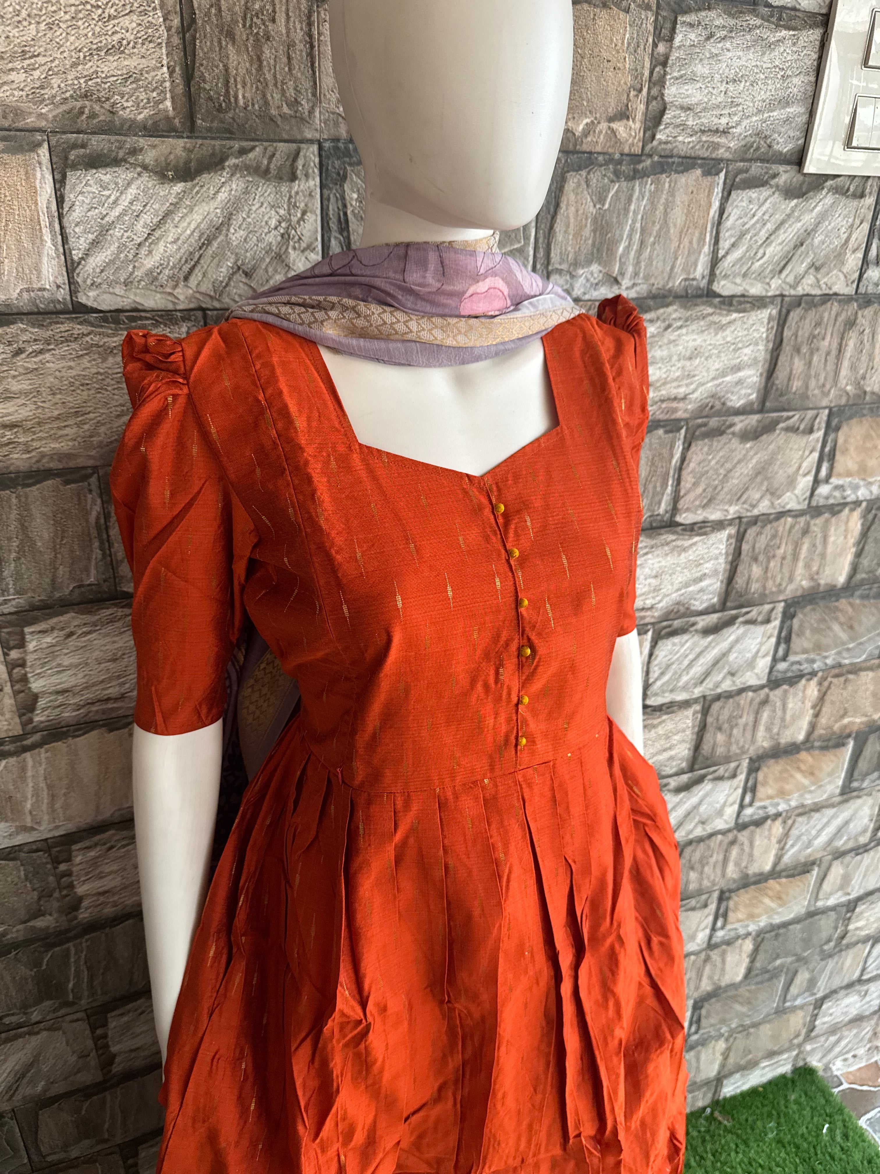 Rust orange Raw silk maxi CF150