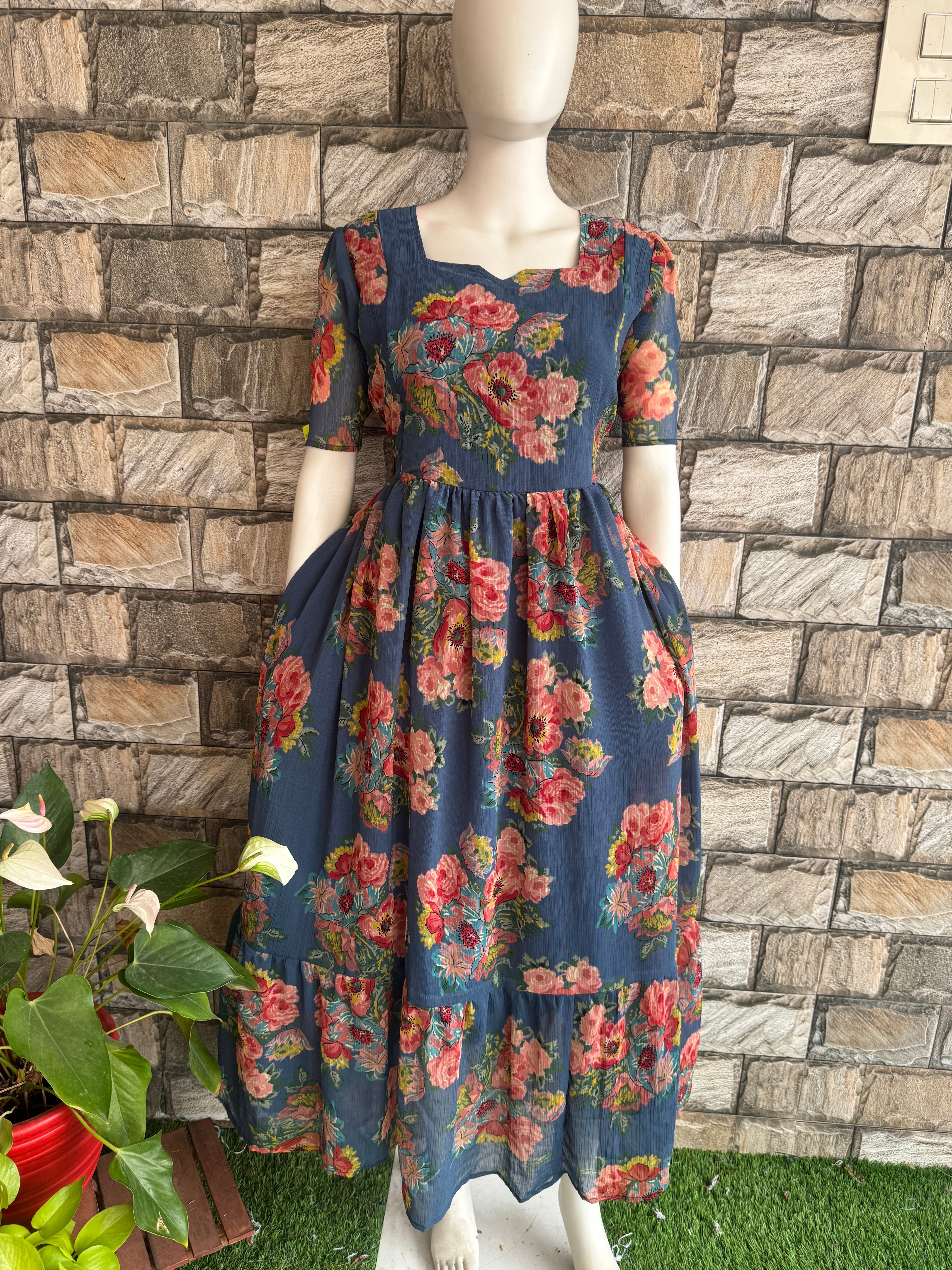 Maternity Feeding Pale Ujala chiffon Maxi  CF158