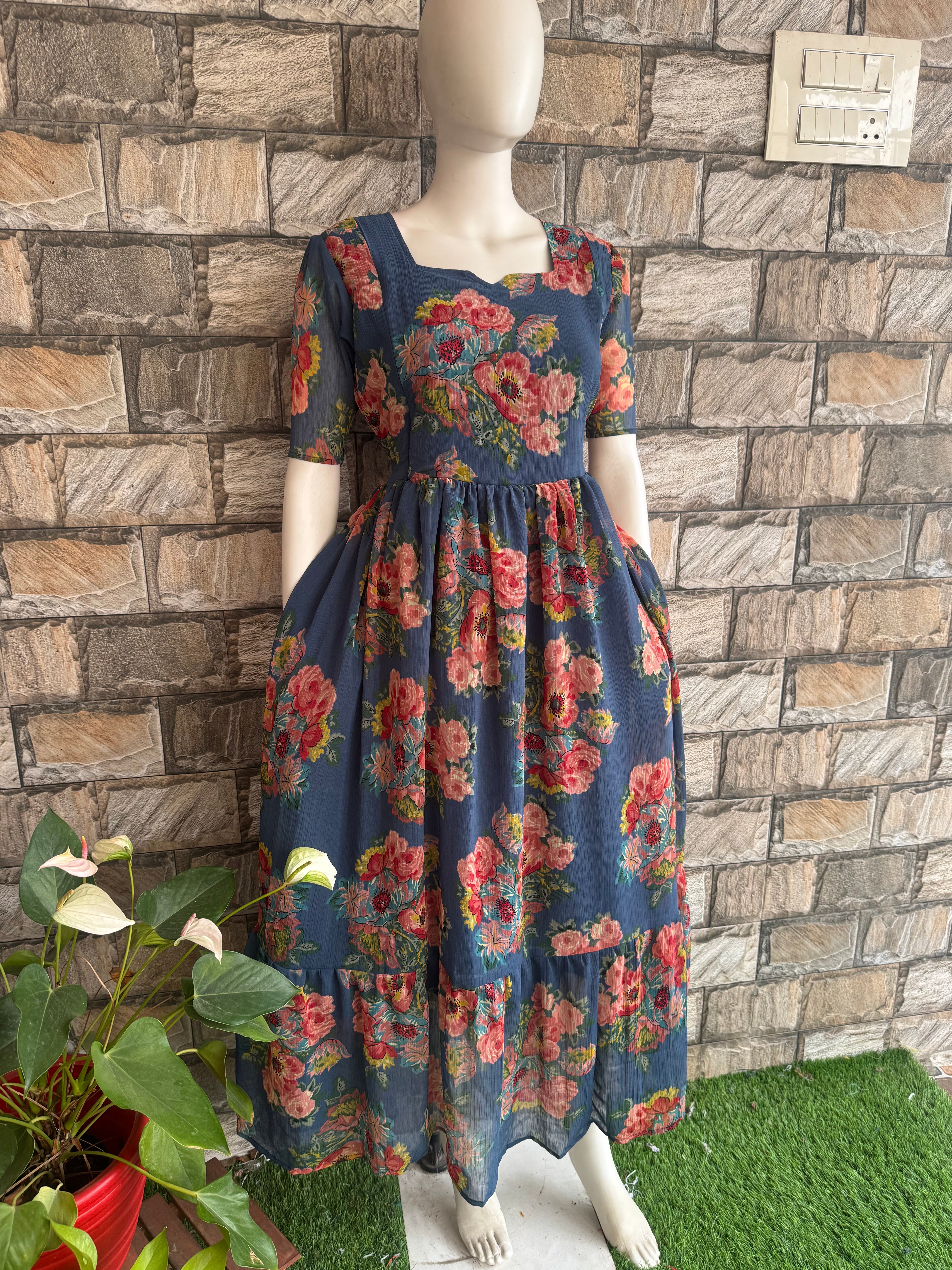 Maternity Feeding Pale Ujala chiffon Maxi  CF158