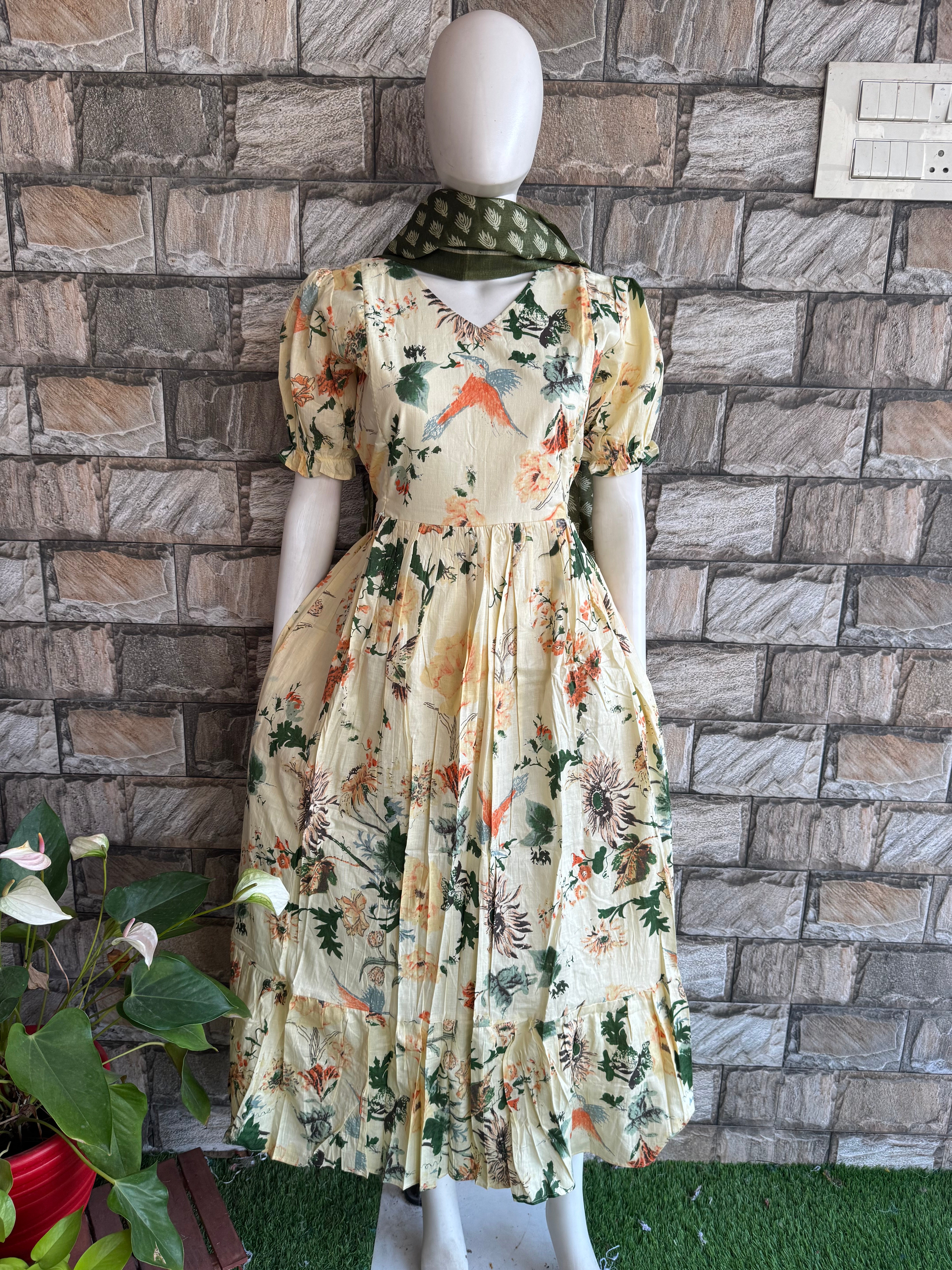 Maternity Feeding Maxi Sandal Bird cotton Maxi CF157