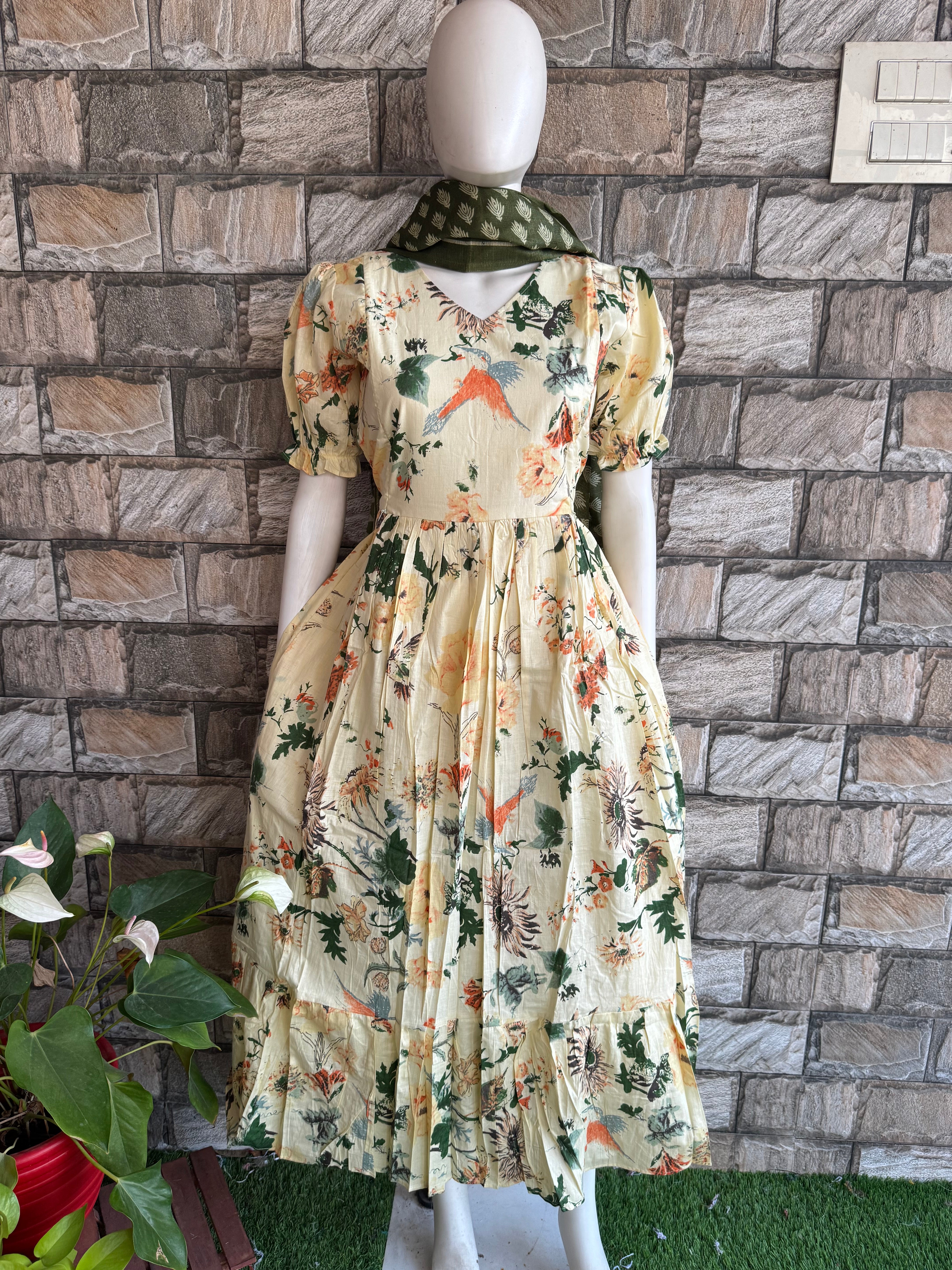 Maternity Feeding Maxi Sandal Bird cotton Maxi CF157