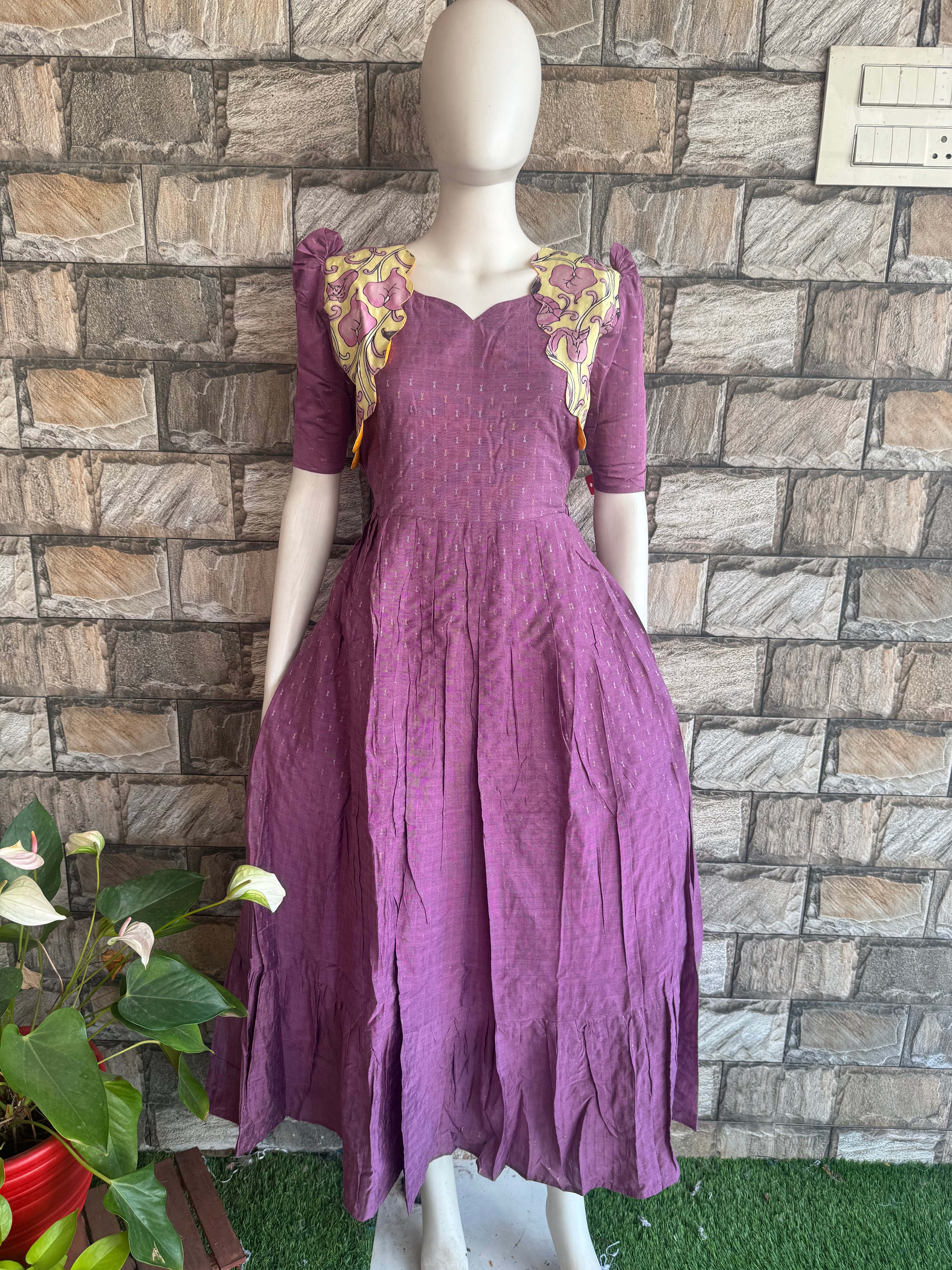 Maternity Lilac Soft raw silk Maxi CF159