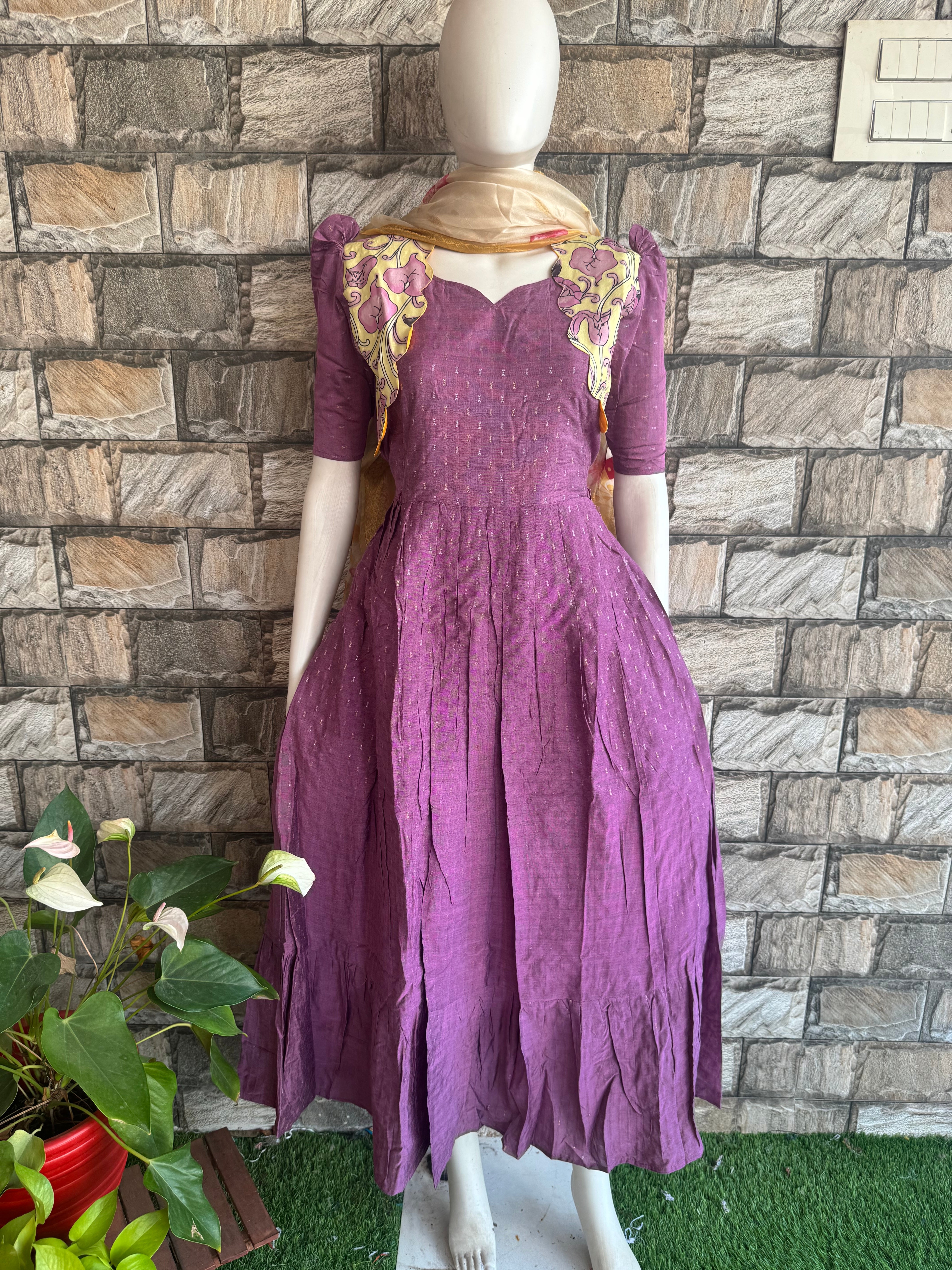 Maternity Lilac Soft raw silk Maxi CF159