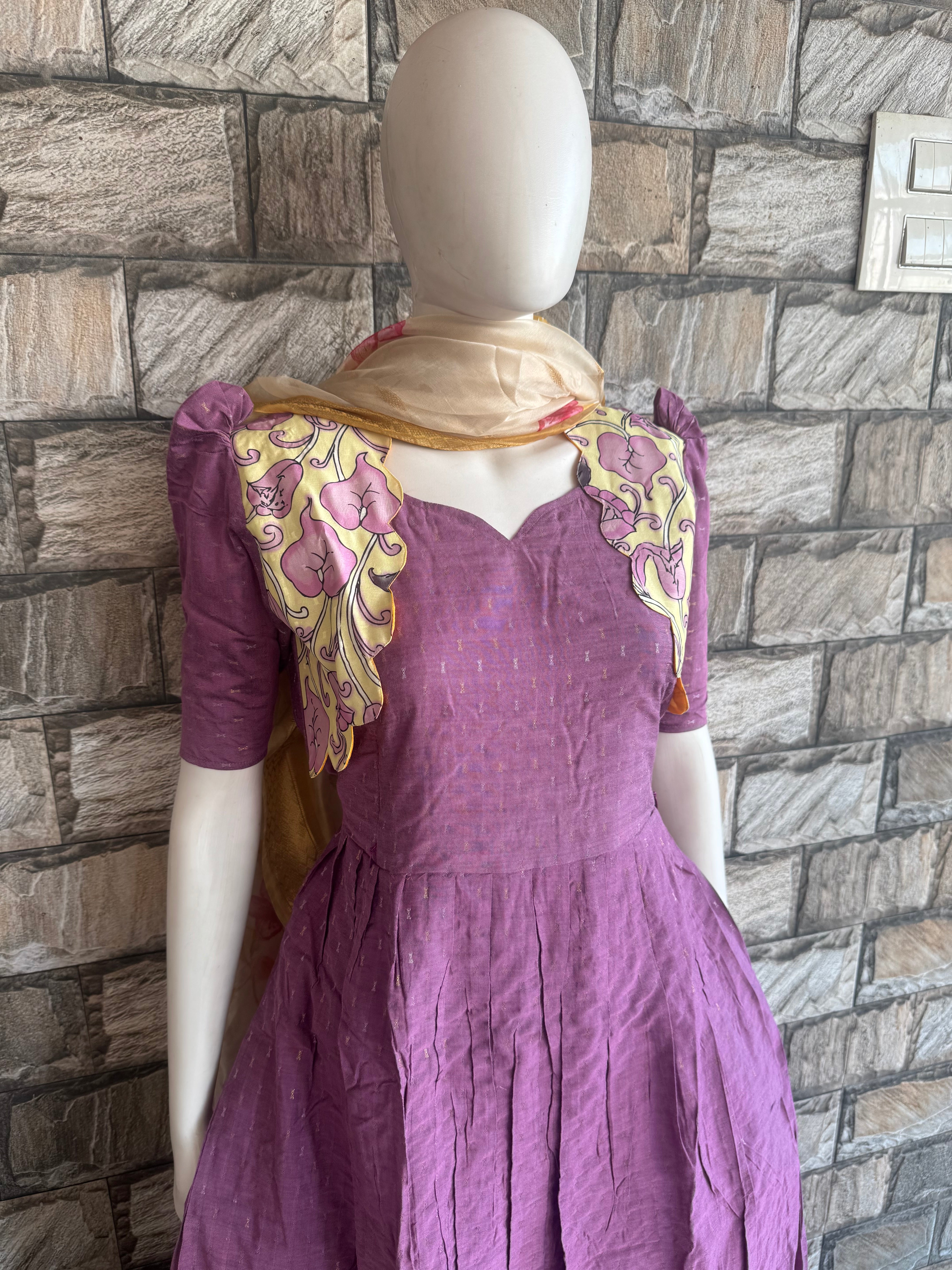 Maternity Lilac Soft raw silk Maxi CF159