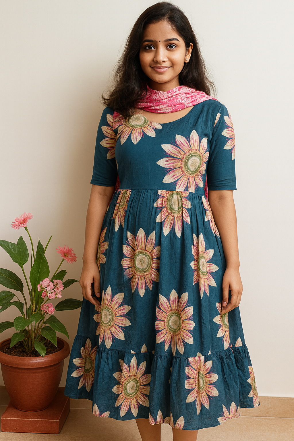 Maternity sunflower cotton Maxi CF164