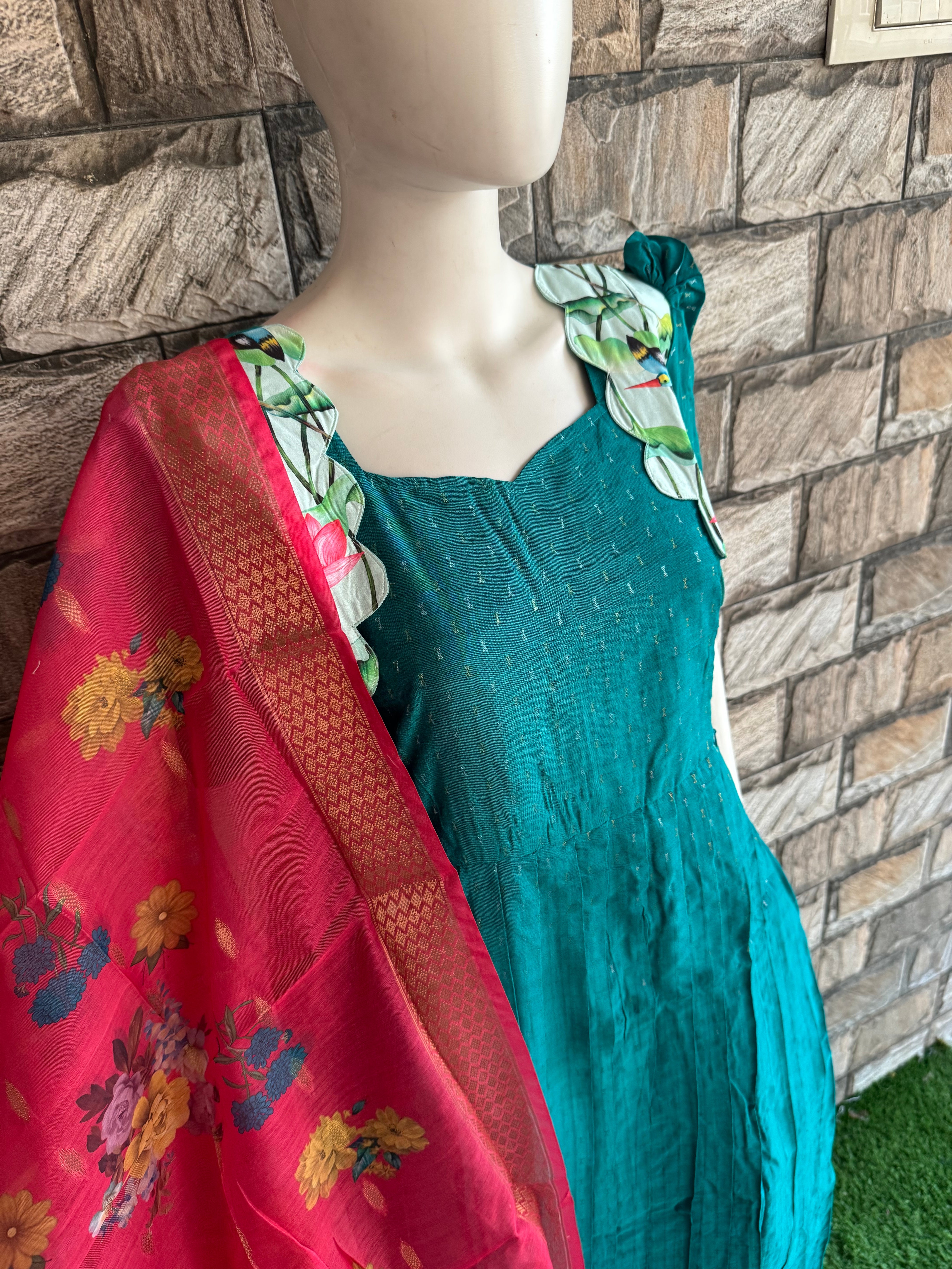 Pink organza dupatta CF165