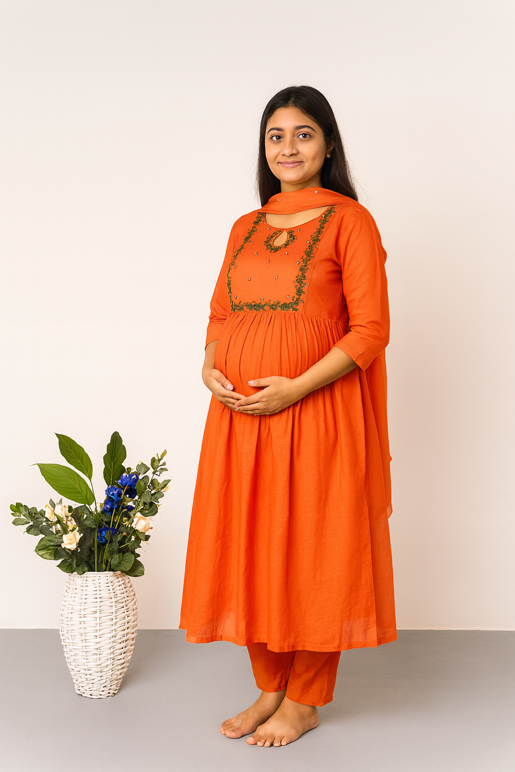 Best maternity maxi for expecting moms — lightweight, stylish & feeding-friendly.” CF167