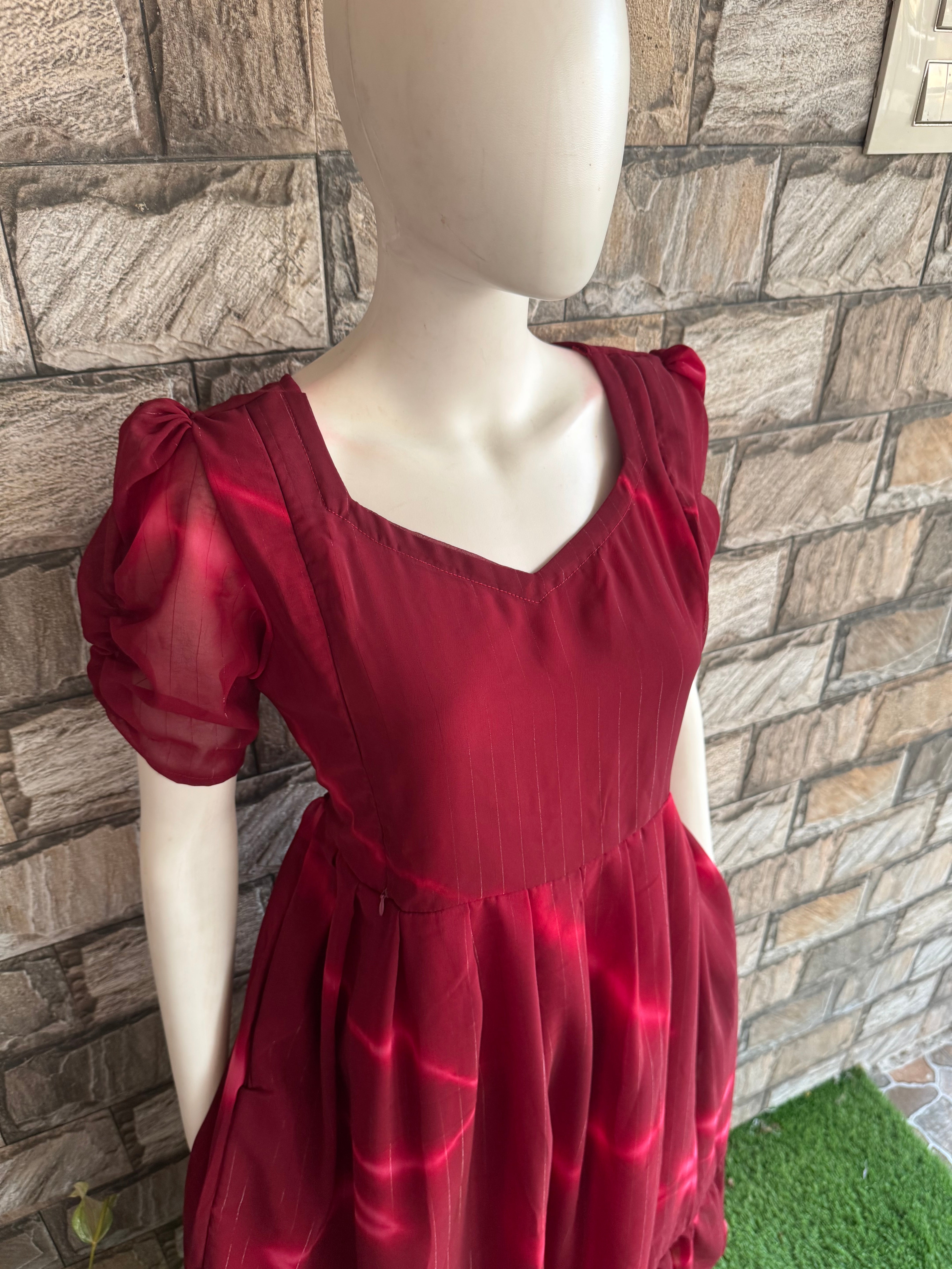 Marble Maroon Georgette Maternity Maxi