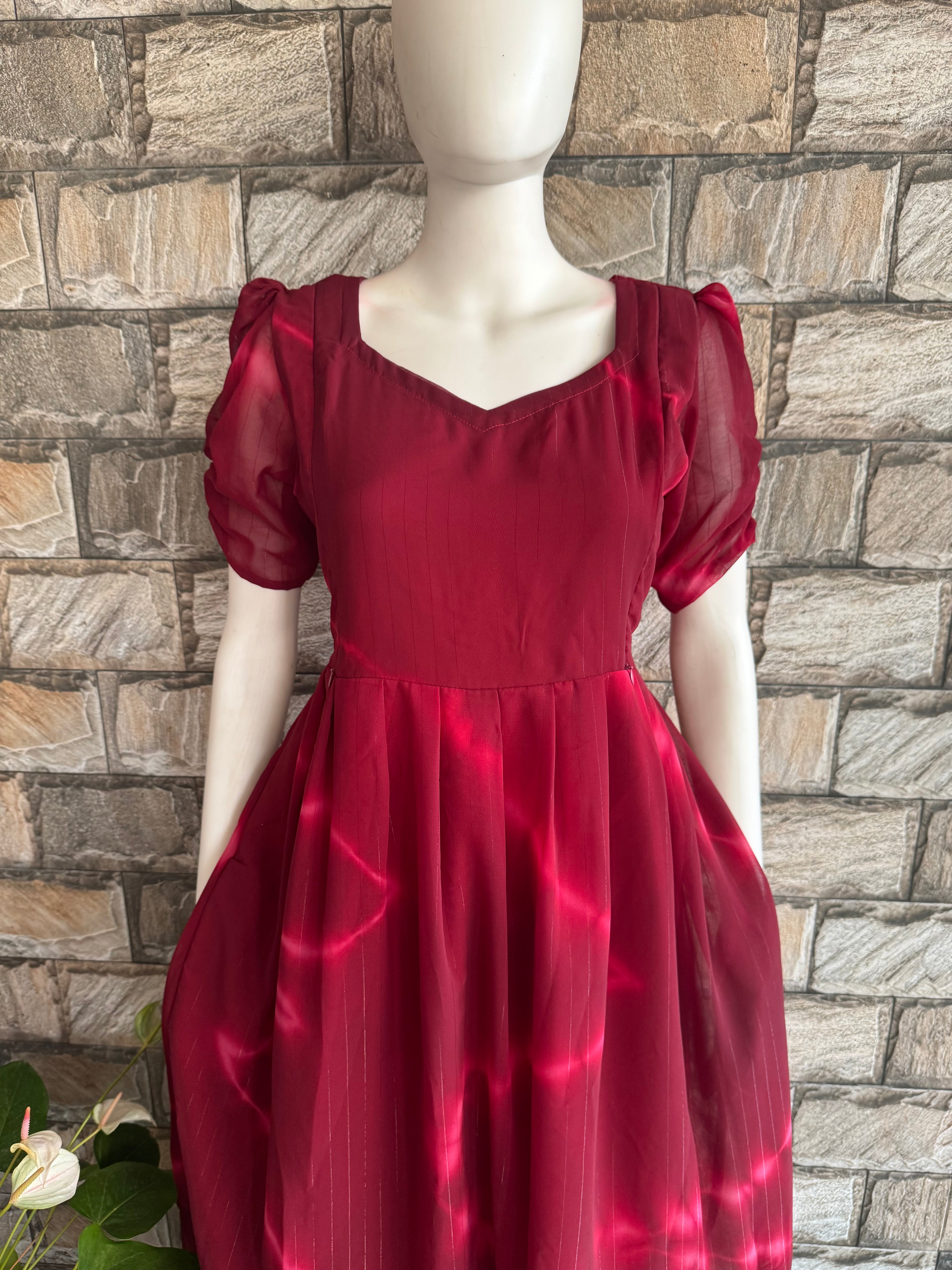 Marble Maroon Georgette Maternity Maxi